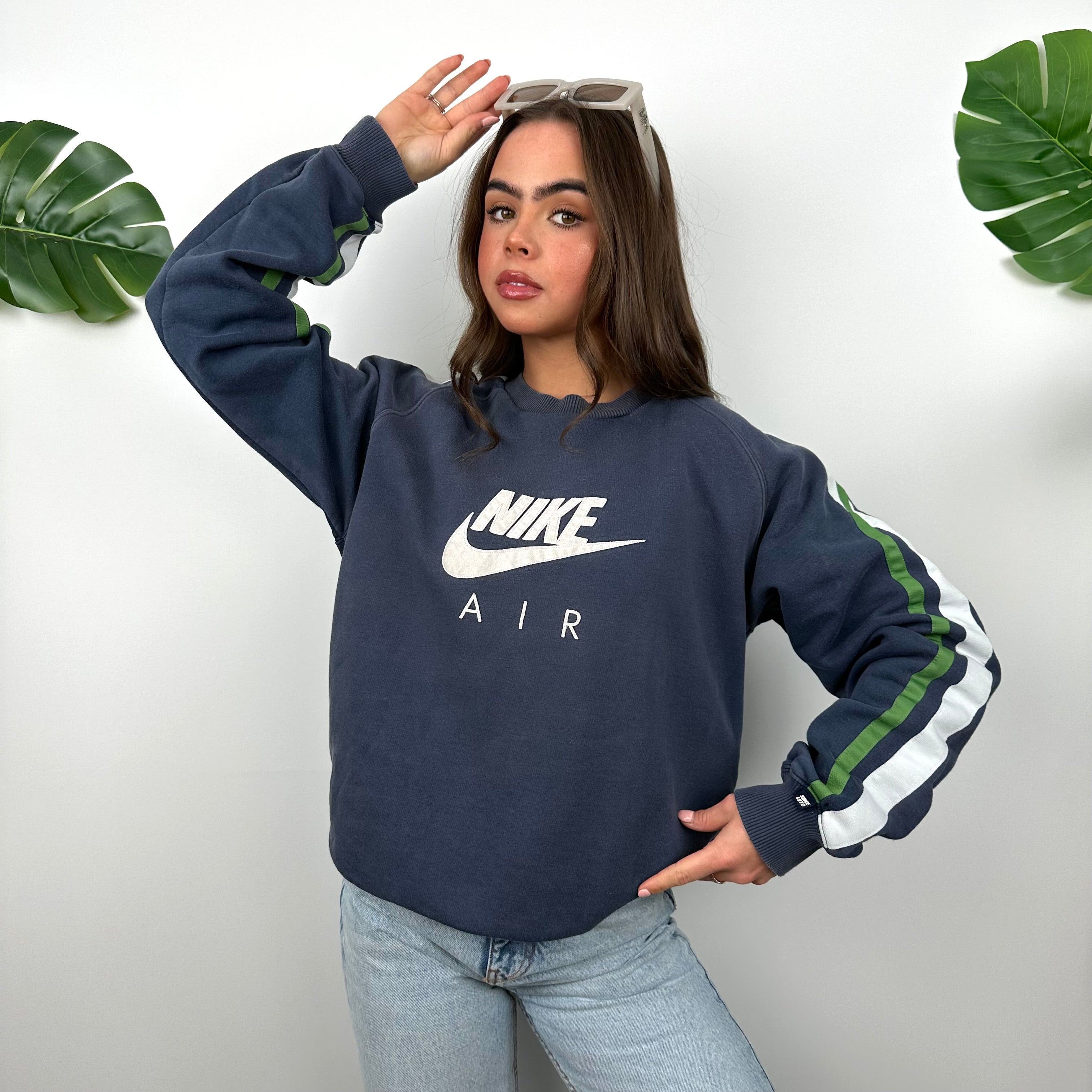 Nike Air Navy Embroidered Spell Out Sweatshirt (M)