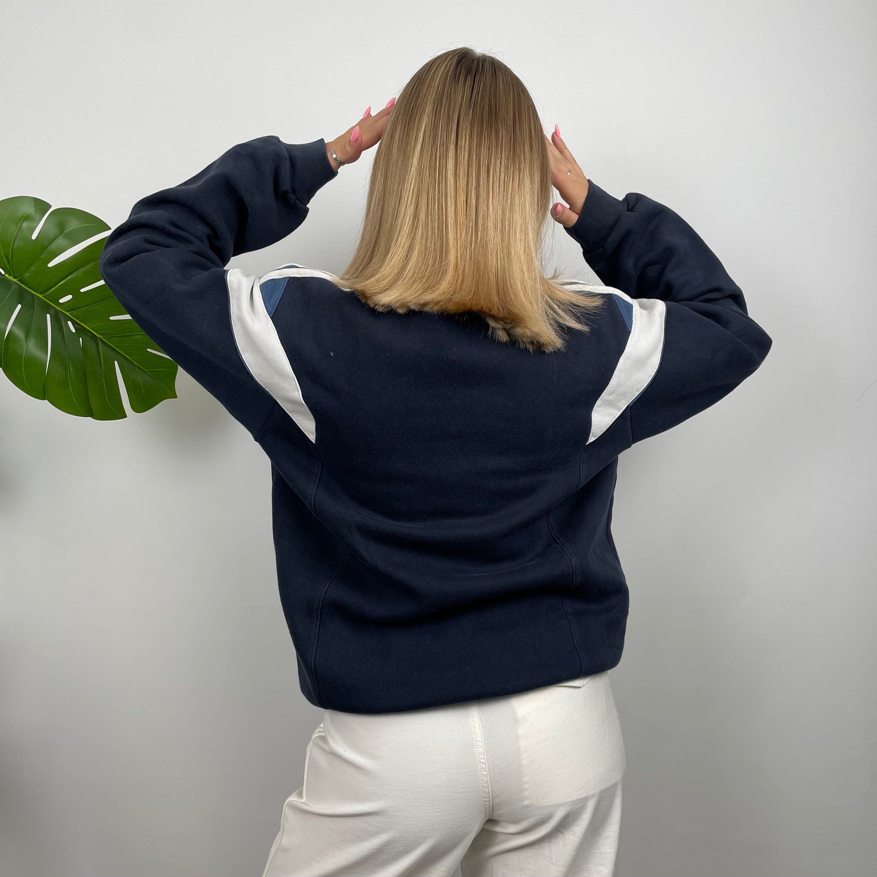 Adidas Navy Embroidered Spell Out Sweatshirt (L)