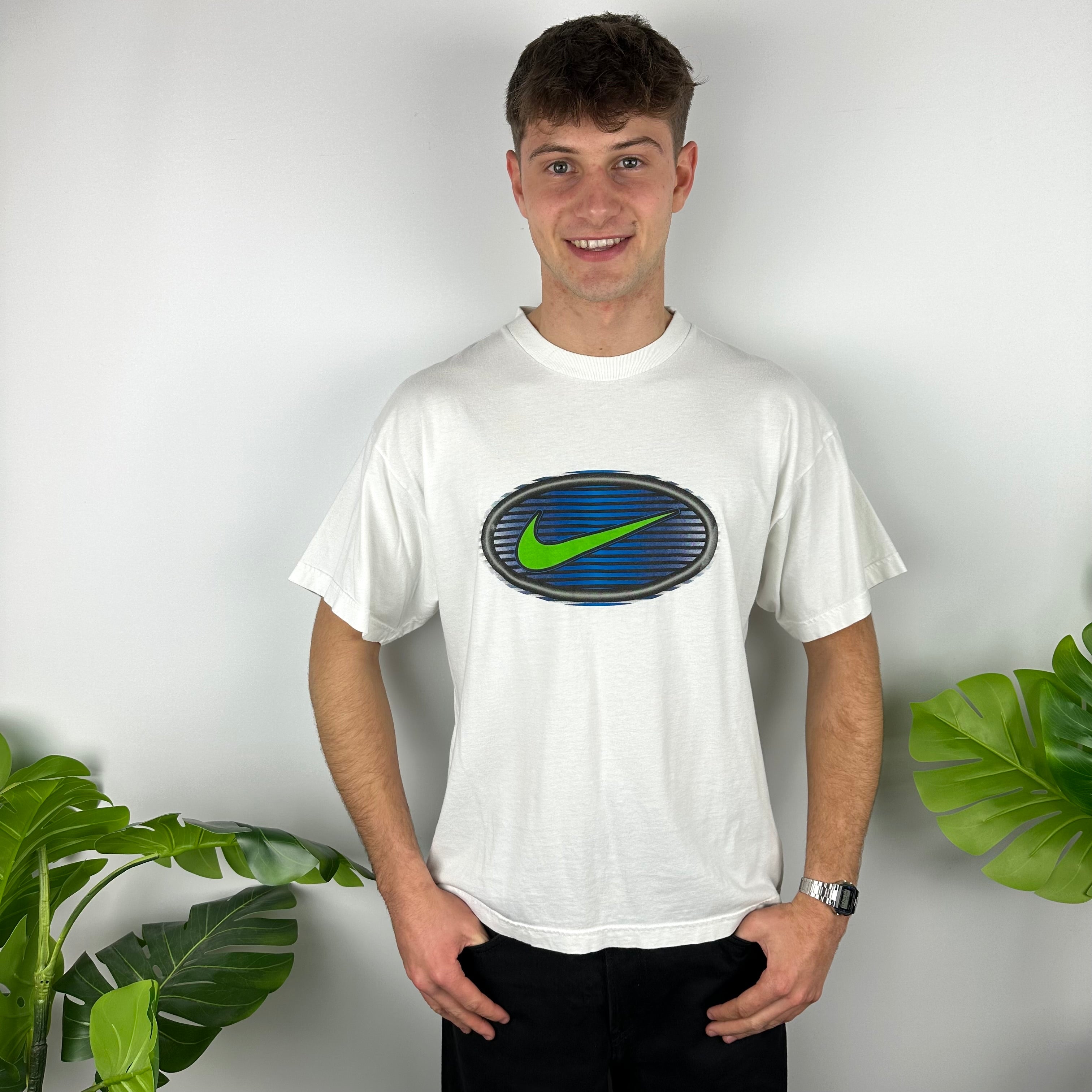 Nike White Swoosh T Shirt (L)