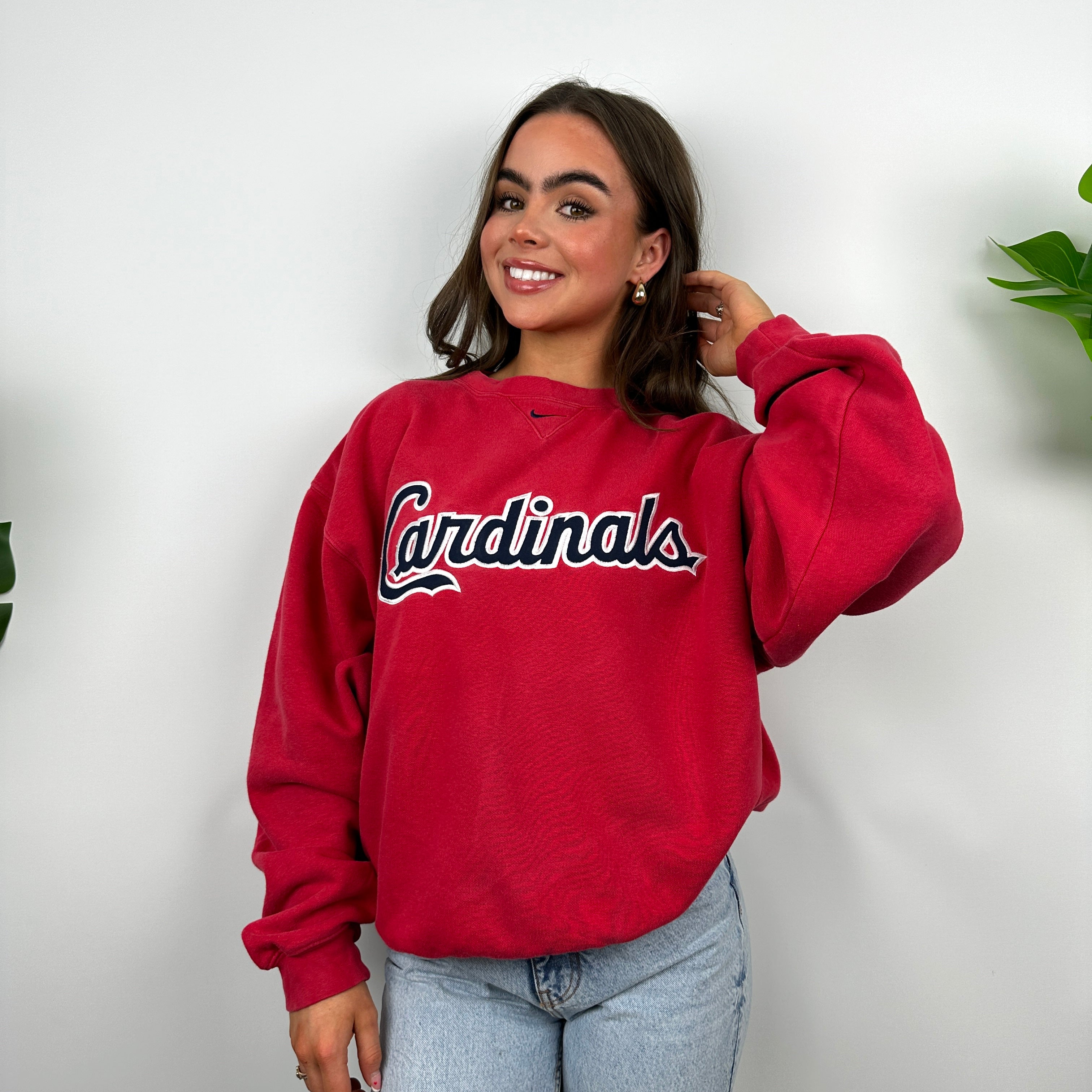 Nike x Cardinals Red Embroidered Spell Out Sweatshirt