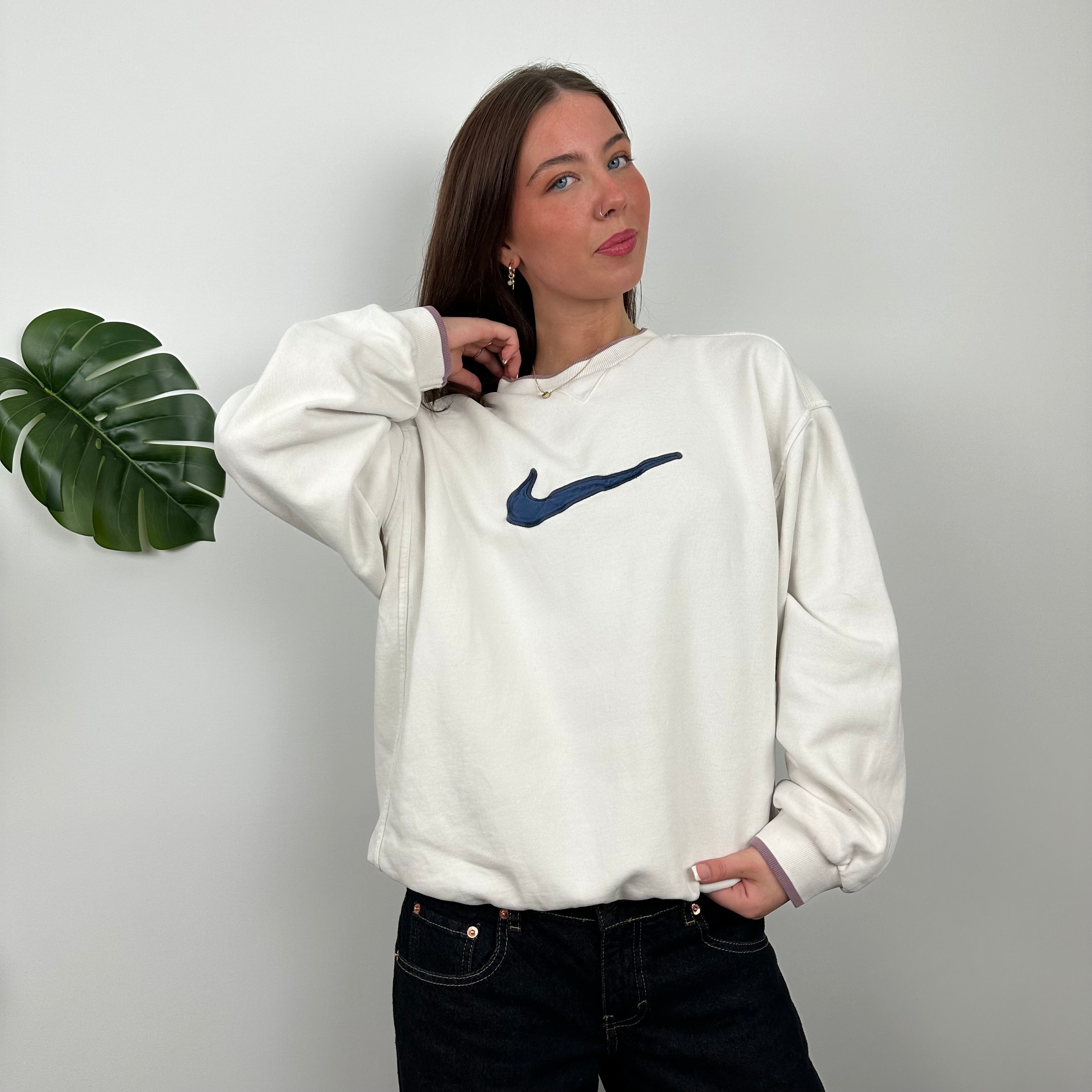 Nike White Embroidered Centre Swoosh Sweatshirt (M)