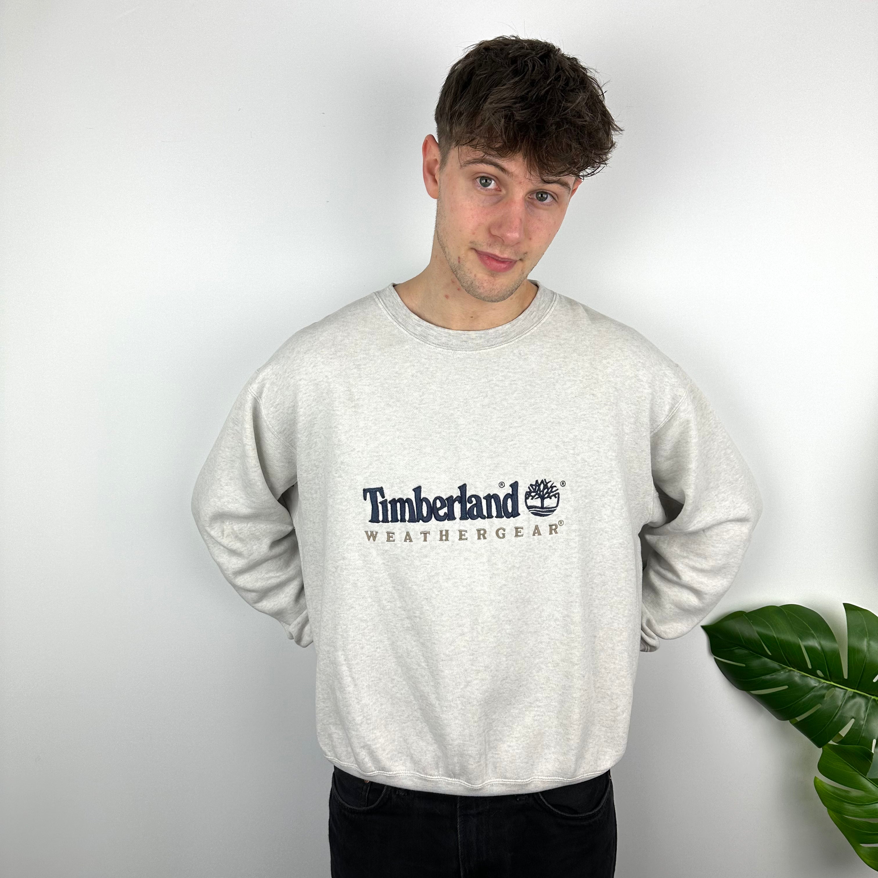 Timberland Grey Embroidered Spell Out Sweatshirt (L)