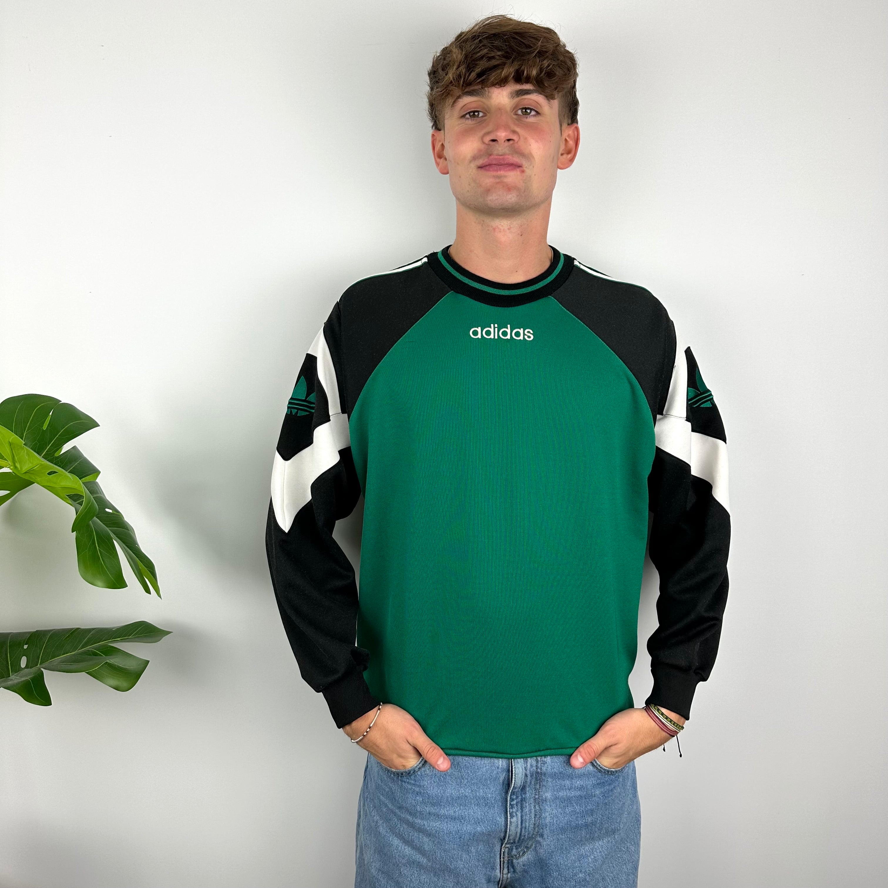 Adidas RARE Green Embroidered Spell Out Sweatshirt (M)