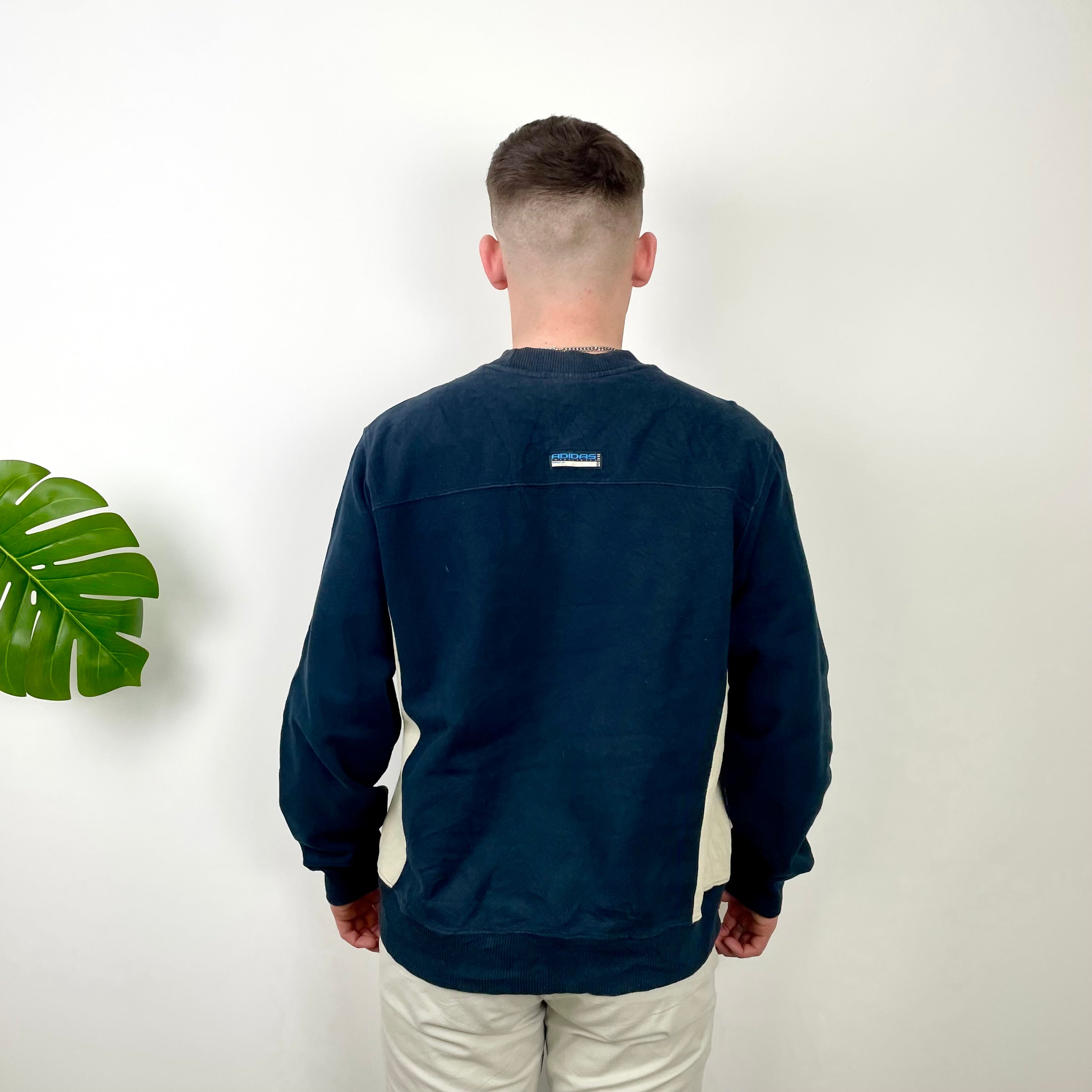 Adidas Navy Embroidered Spell Out Sweatshirt (M)