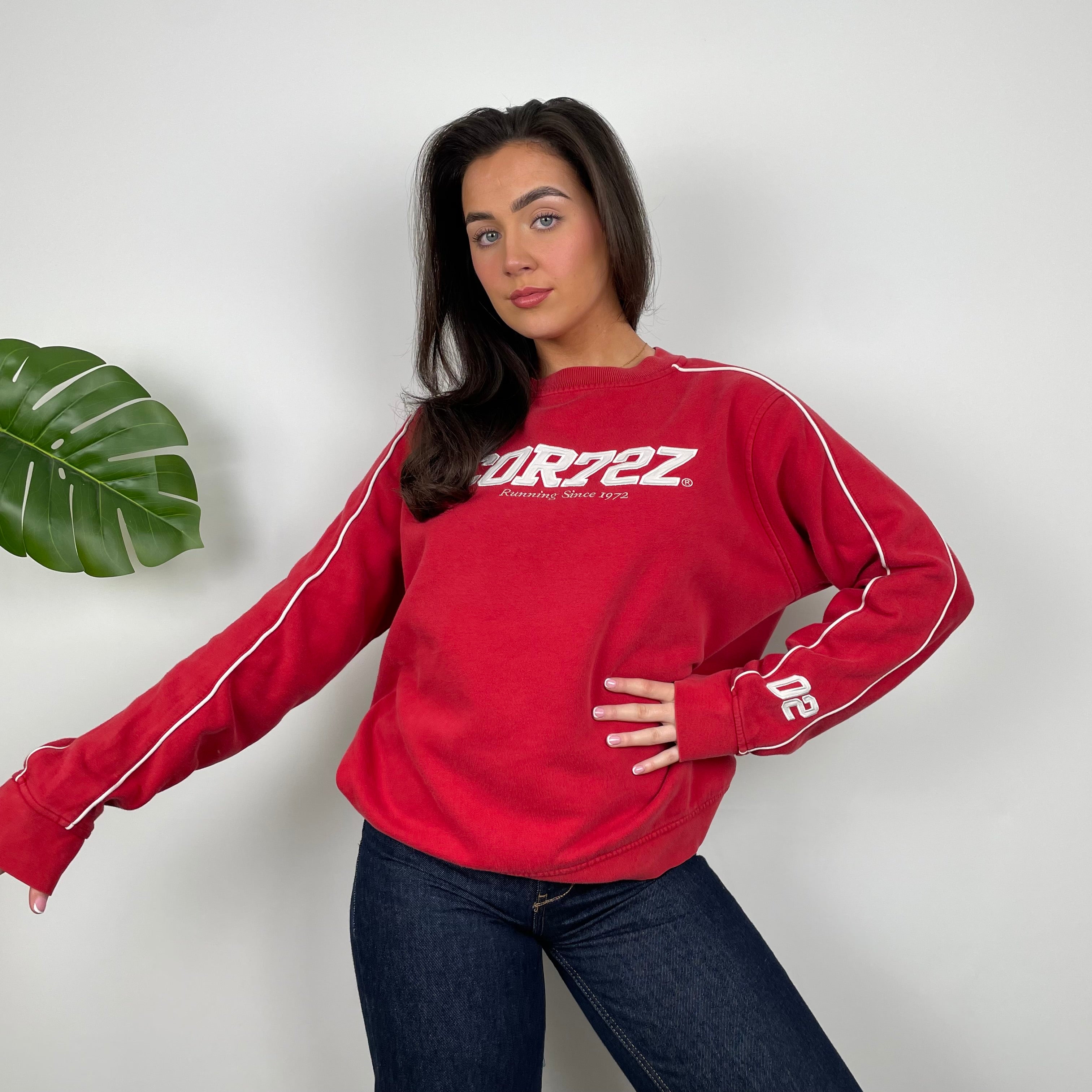 Nike Cortez RARE Red Embroidered Spell Out Sweatshirt (L)