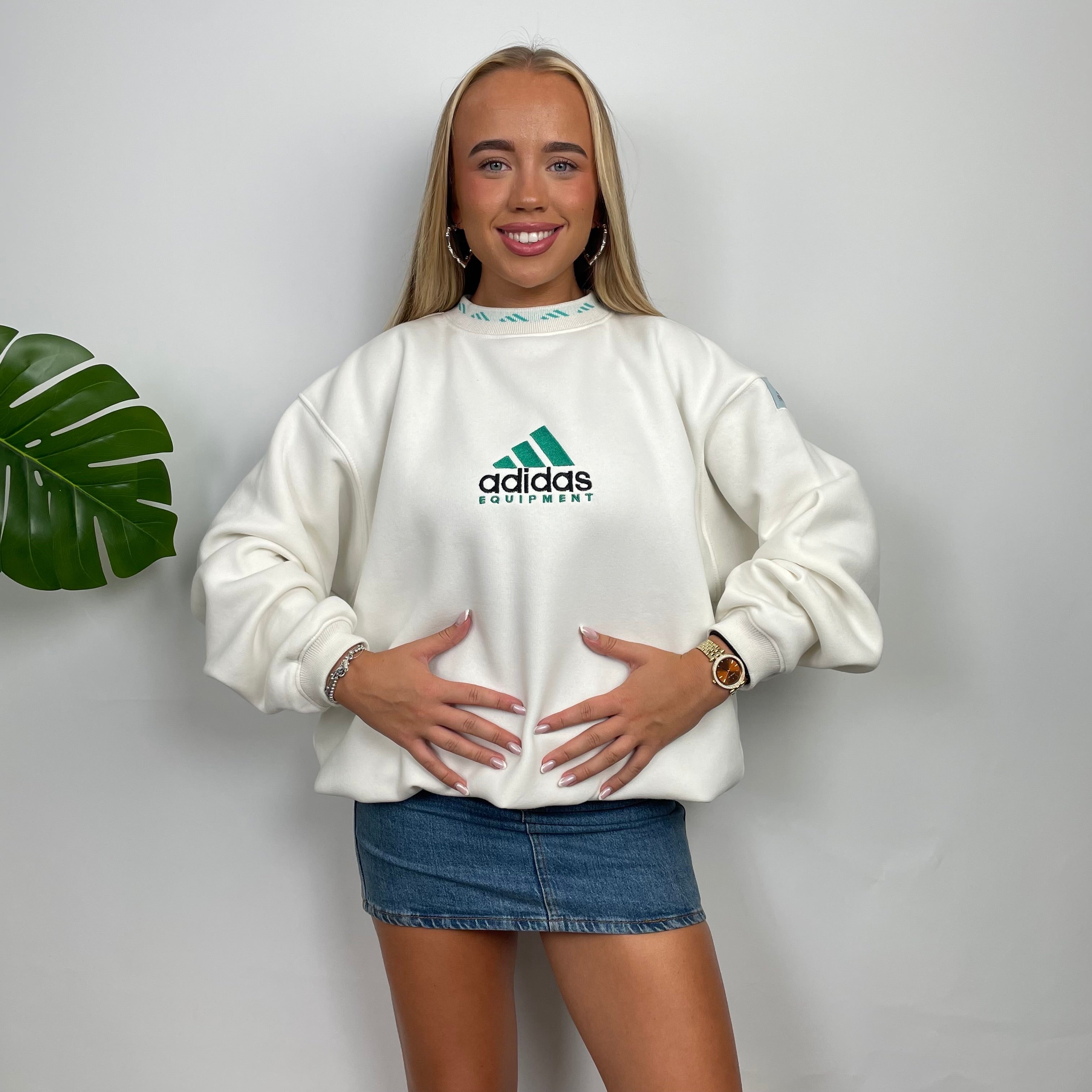 Adidas Equipment White Embroidered Spell Out Sweatshirt (S)