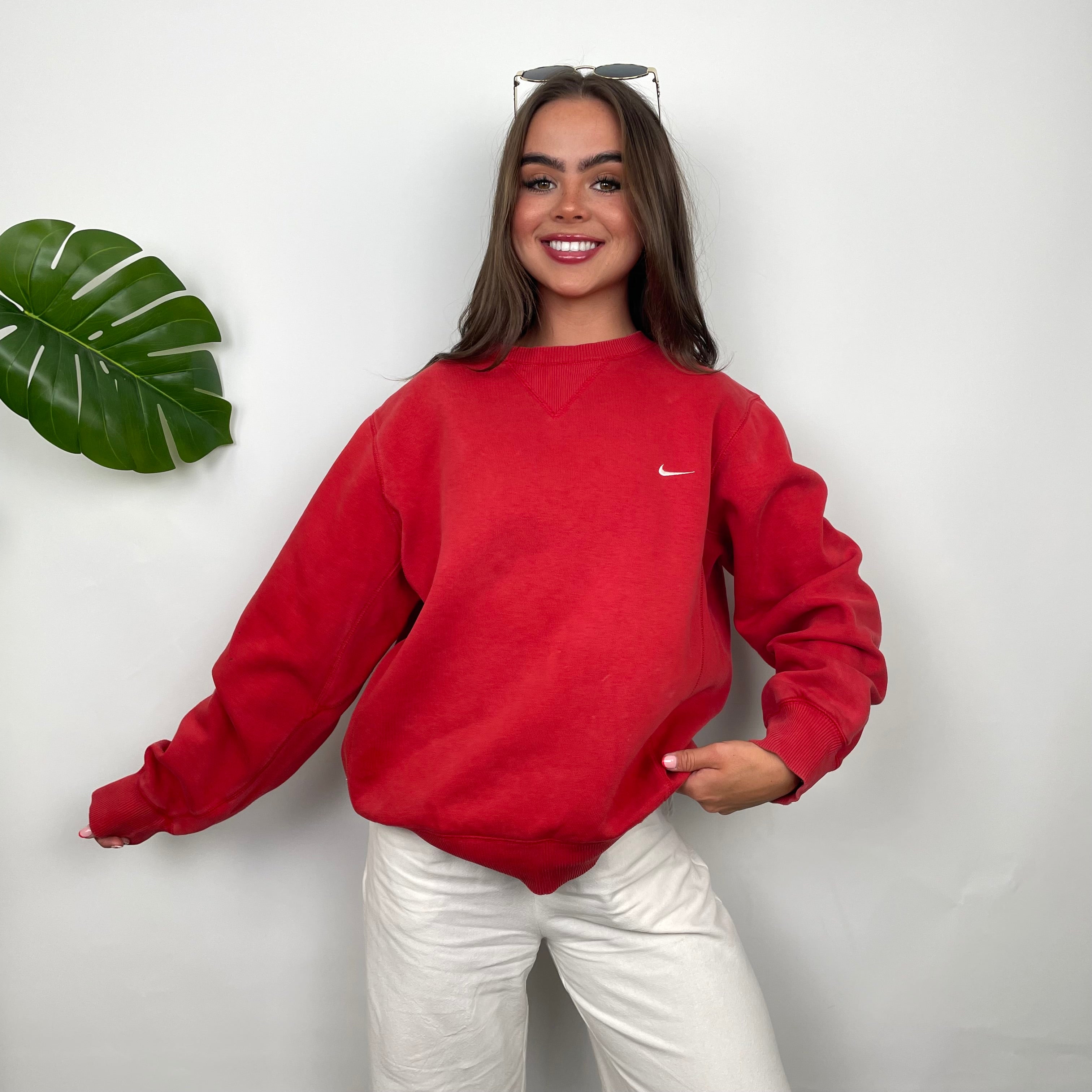 Nike Red Embroidered Swoosh Sweatshirt (S)