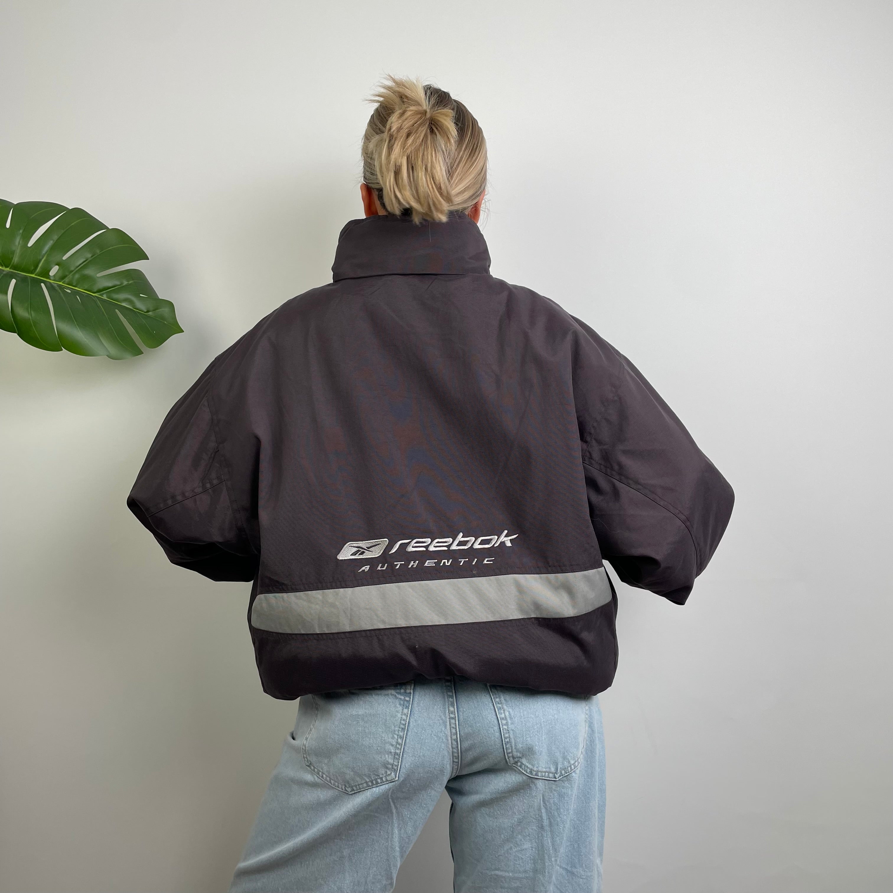 Reebok RARE Grey Embroidered Spell Out Padded Jacket (XXL)