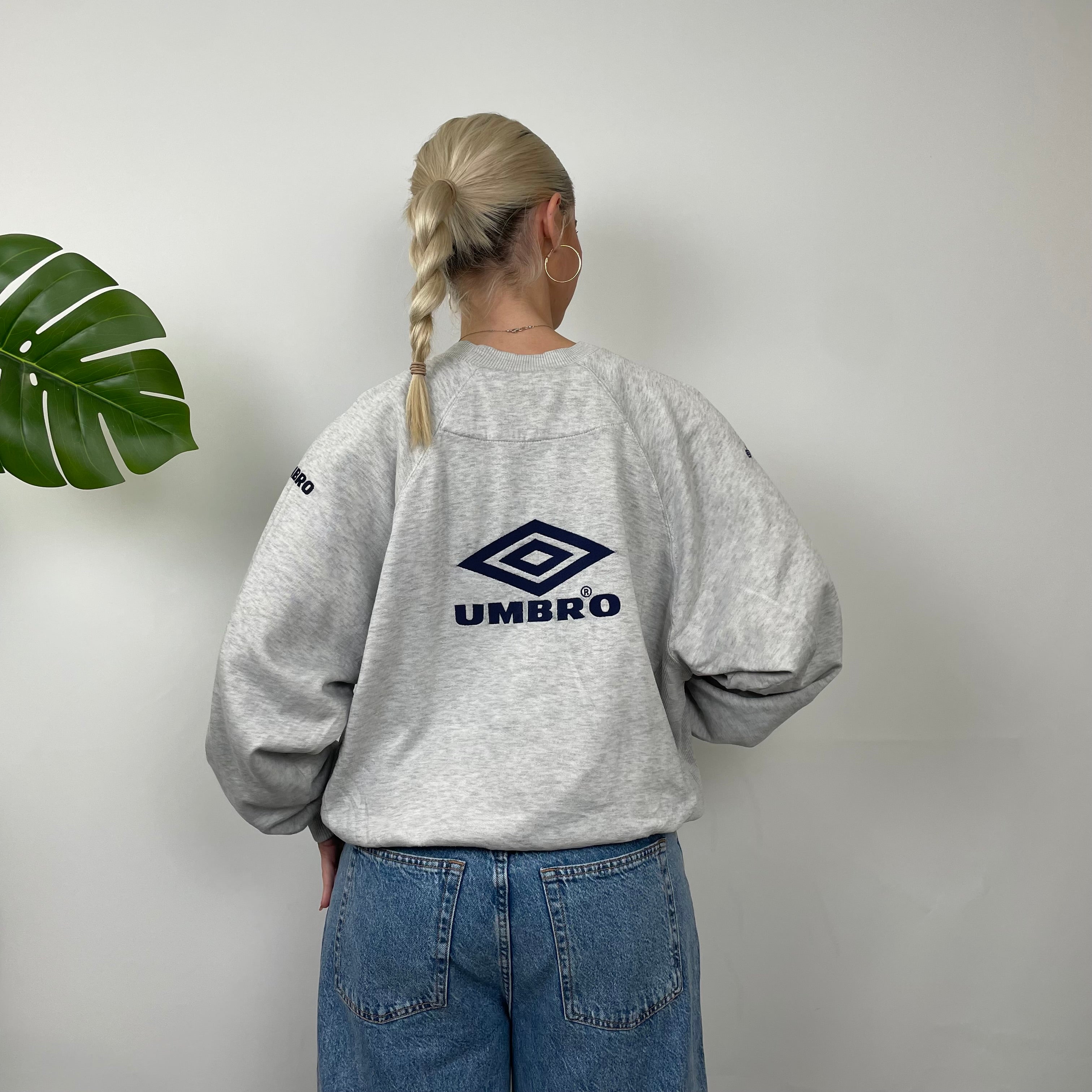 Umbro Grey Embroidered Spell Out Sweatshirt (M)