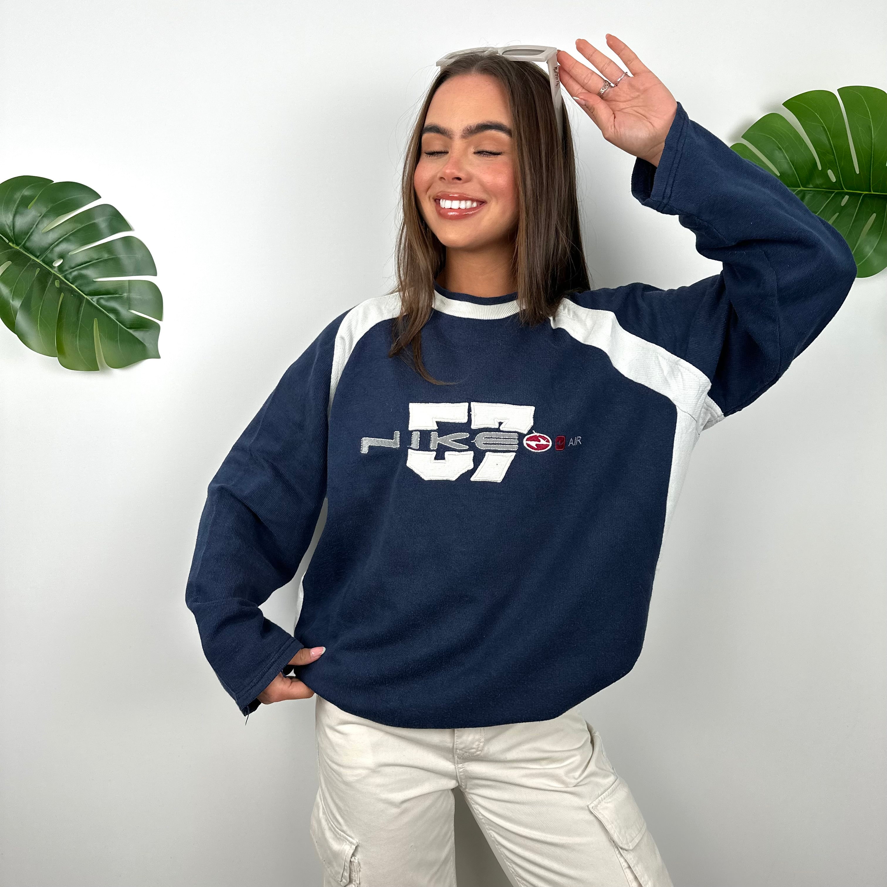 Nike Navy Embroidered Spell Out Sweatshirt (M)