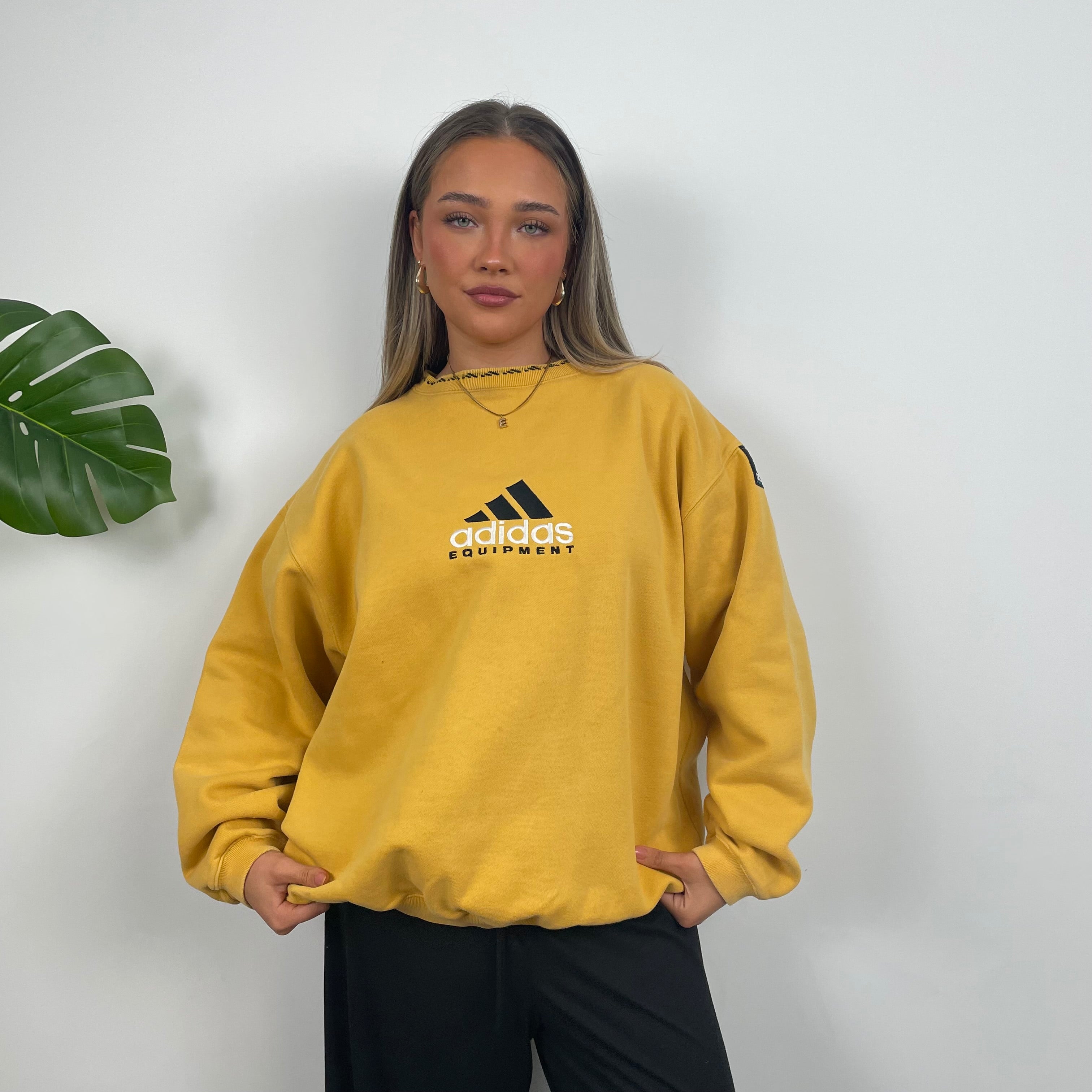 Adidas Equipment Yellow Embroidered Spell Out Sweatshirt (M)