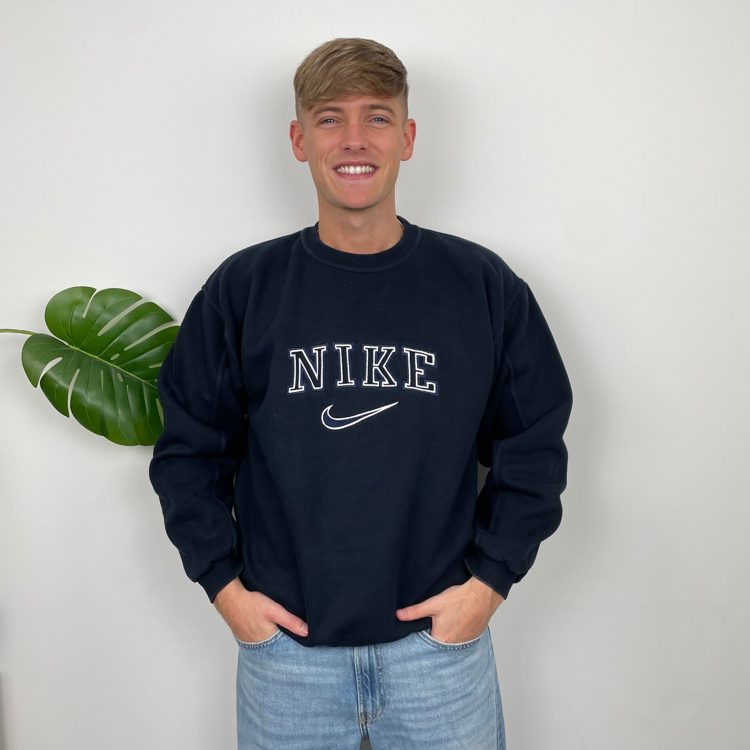 Nike Navy Embroidered Spell Out Sweatshirt (XL)