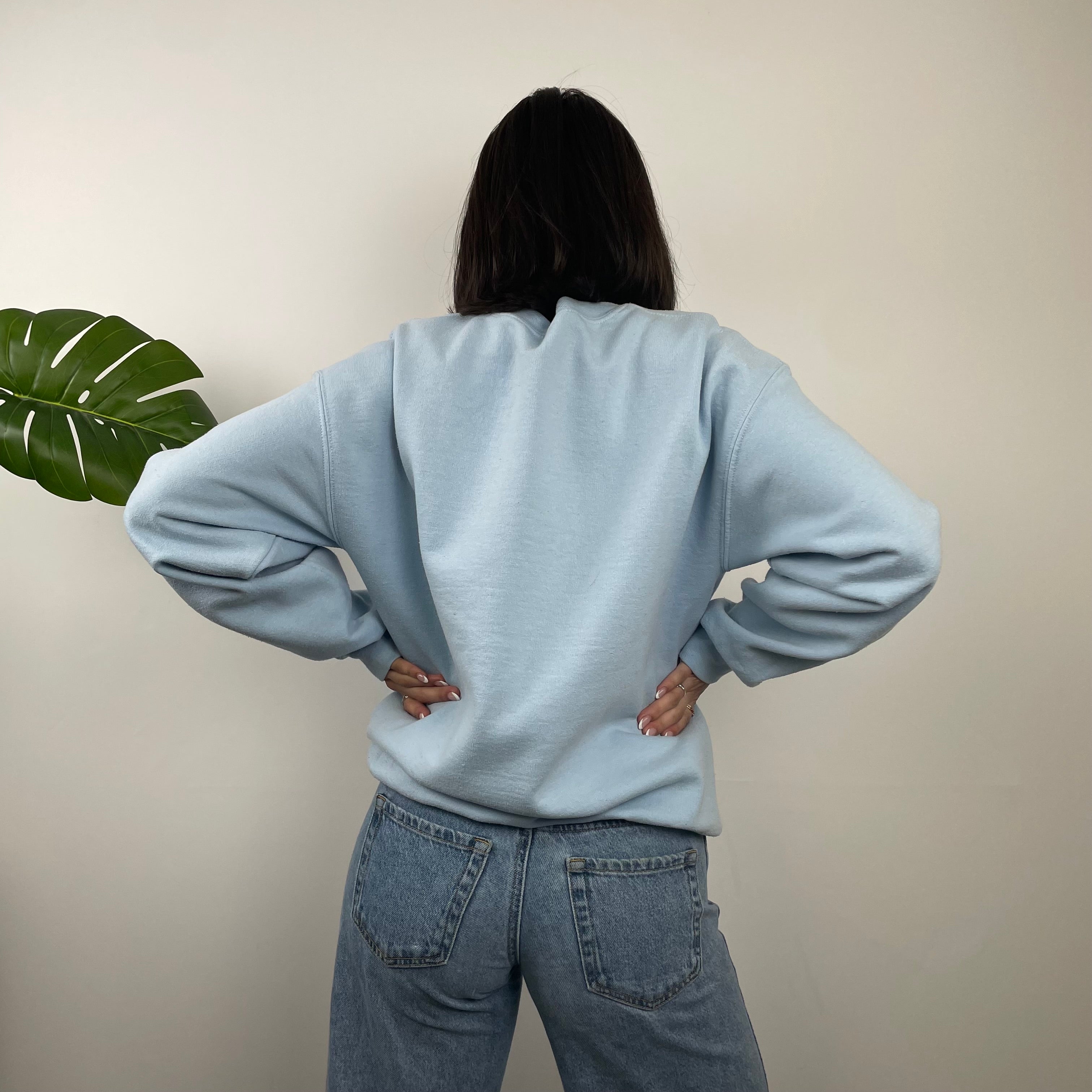 Nike Baby Blue Embroidered Spell Out Sweatshirt (L)