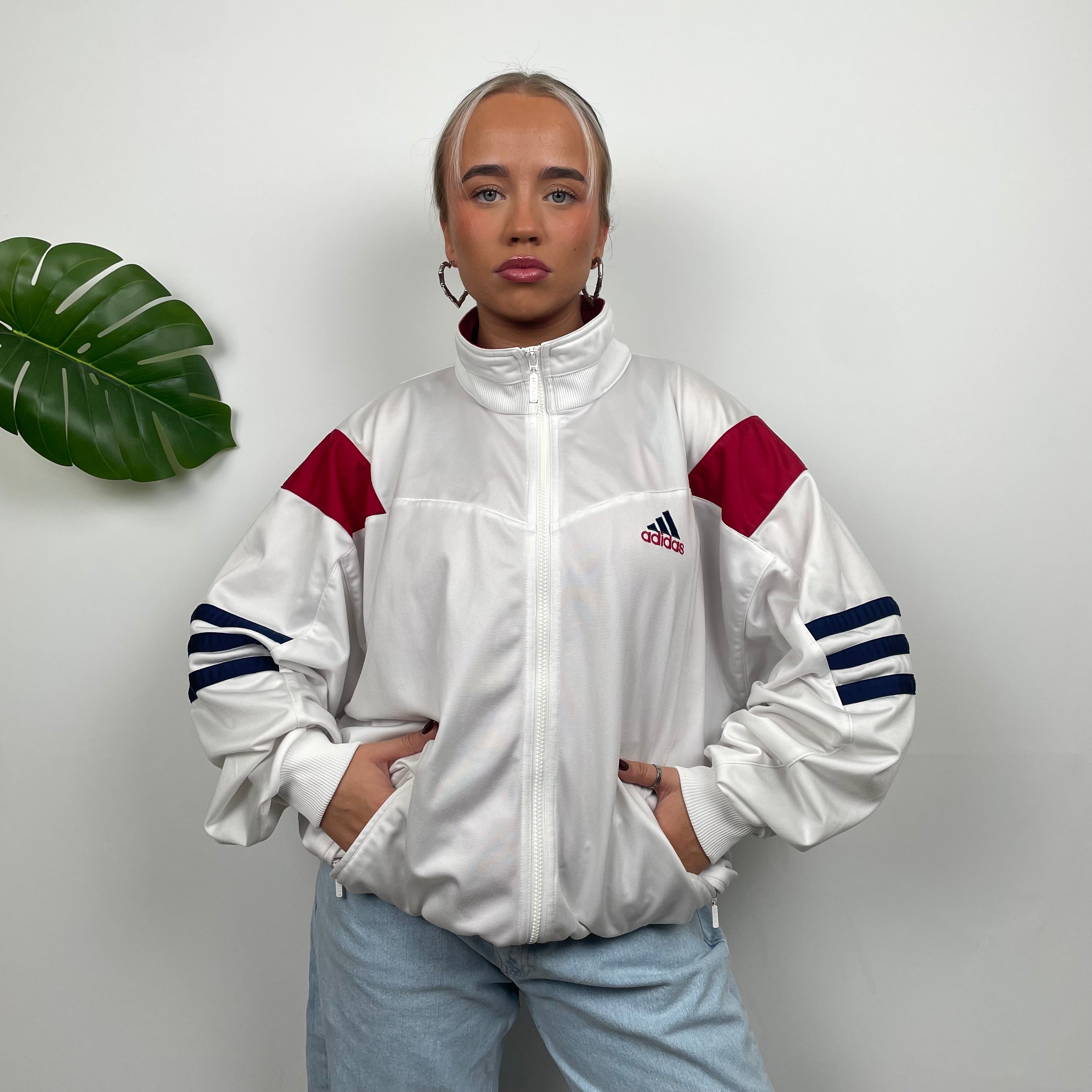 Adidas RARE Embroidered Spell Out Colour Block Zip Up Track Jacket (L)