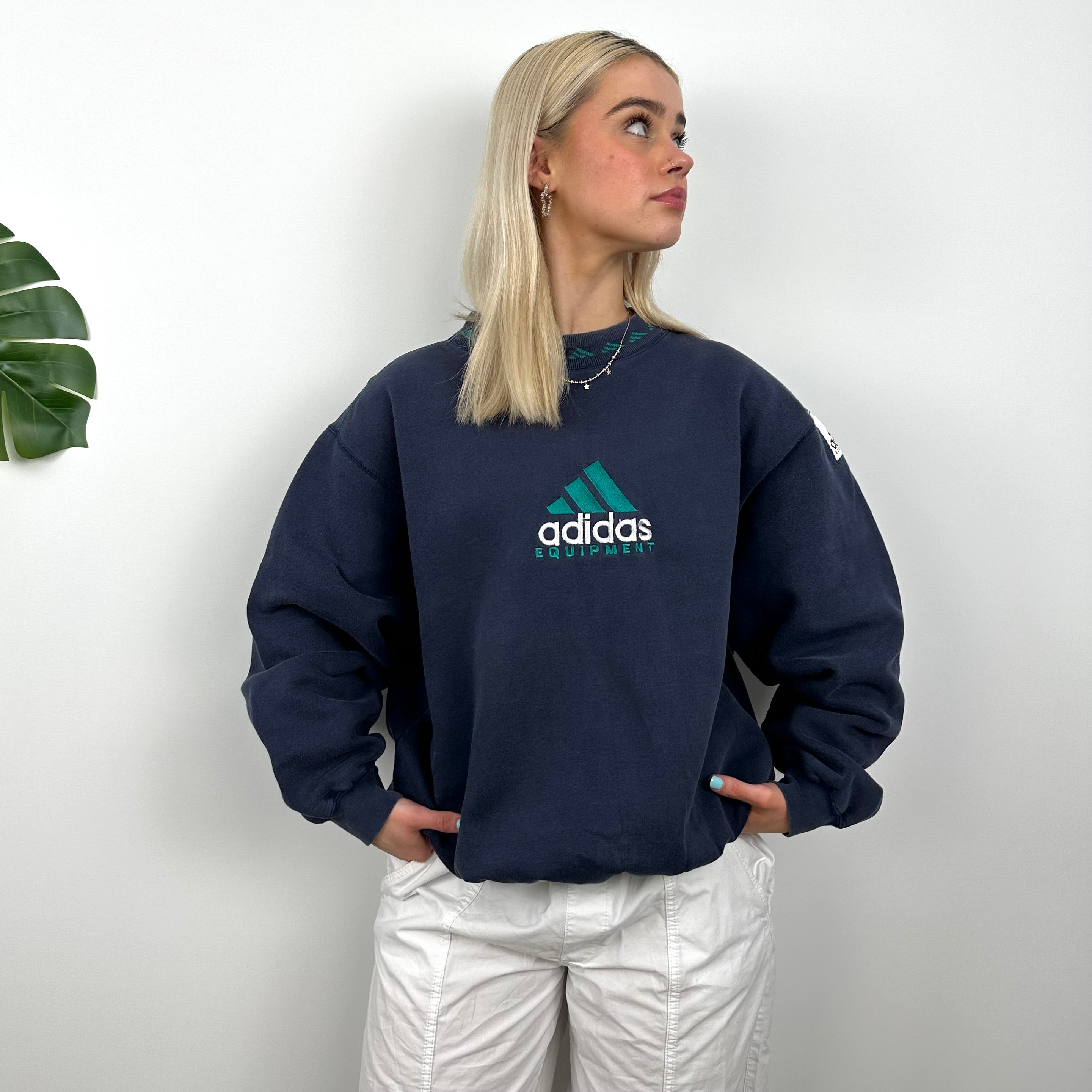 Adidas Equipment Navy Embroidered Spell Out Sweatshirt (M)