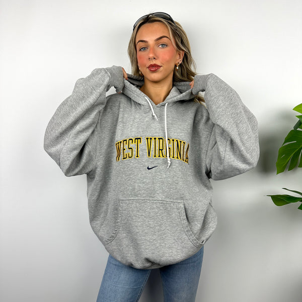 Nike x West Virginia Grey Embroidered Spell Out Hoodie (L)