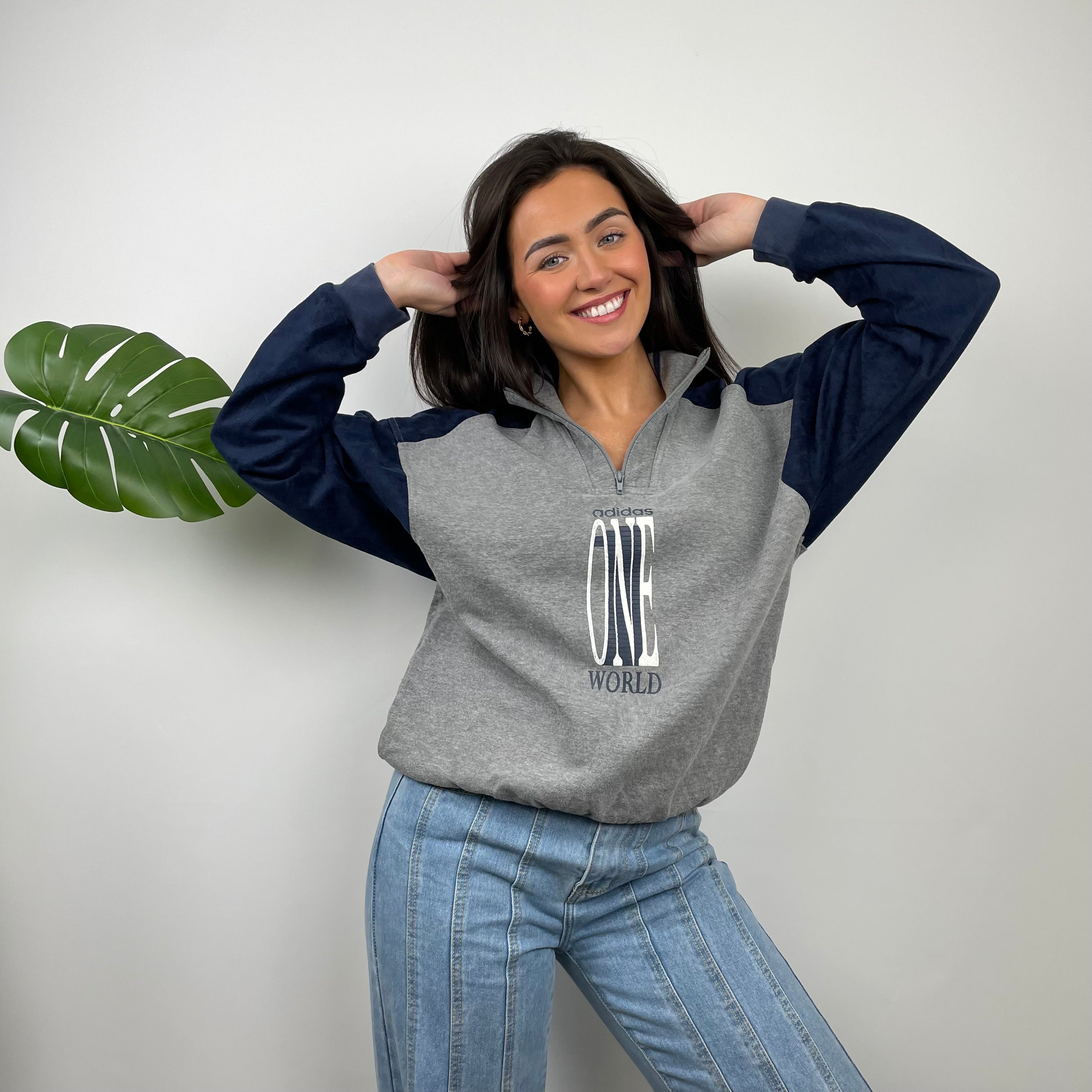 Adidas One World RARE Spell Out Quarter Zip Sweatshirt (M)