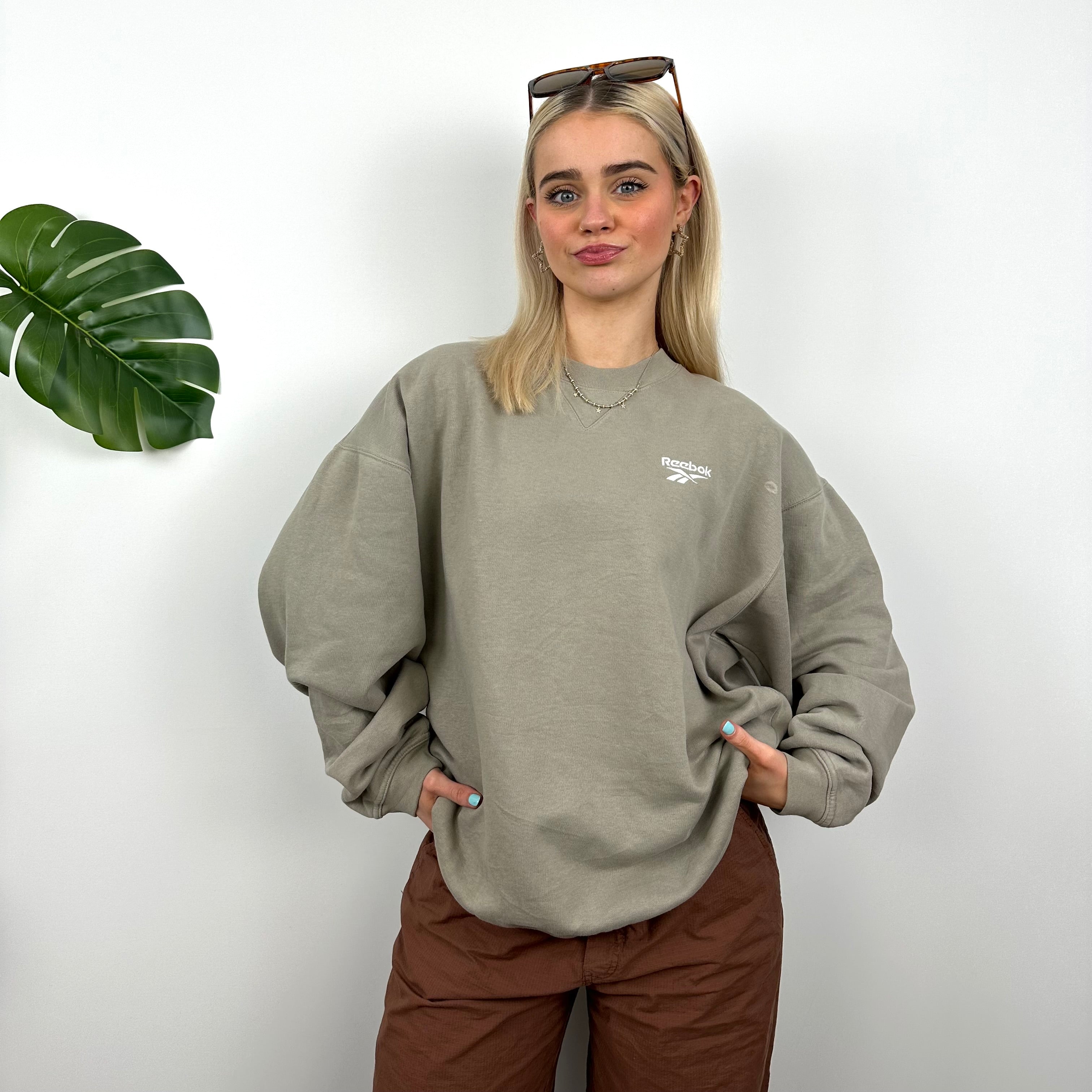 Reebok Brown Embroidered Spell Out Sweatshirt (L)