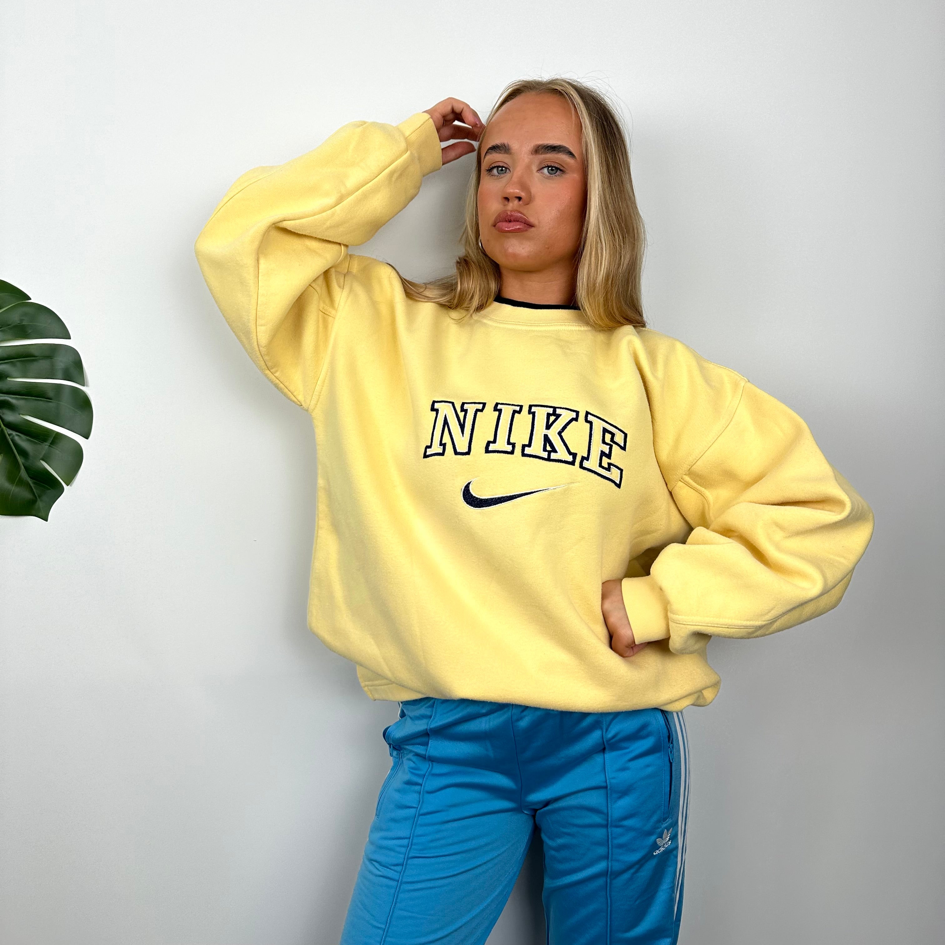 Nike Yellow Embroidered Spell Out Sweatshirt (L)