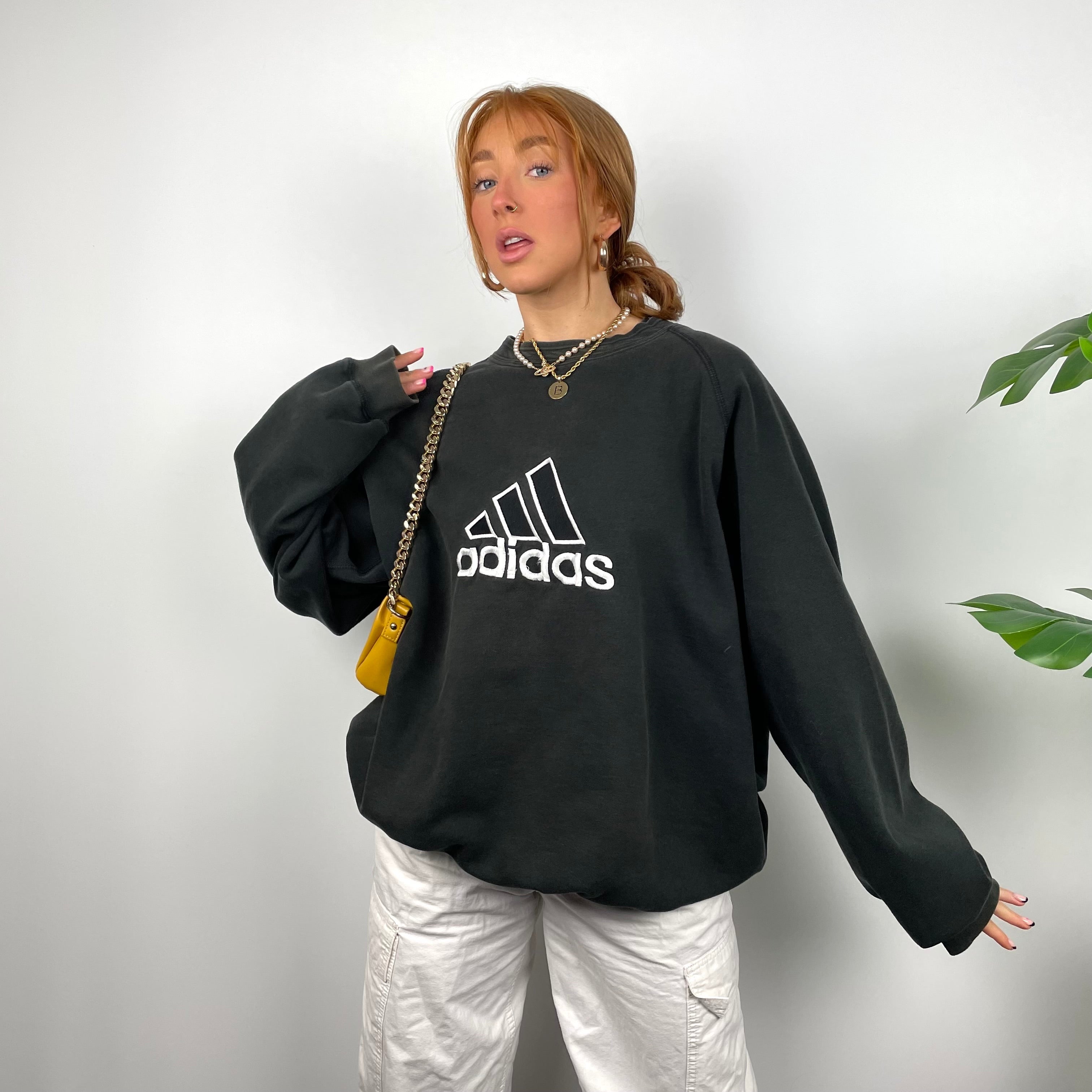 Adidas RARE Black Embroidered Spell Out Sweatshirt (L)