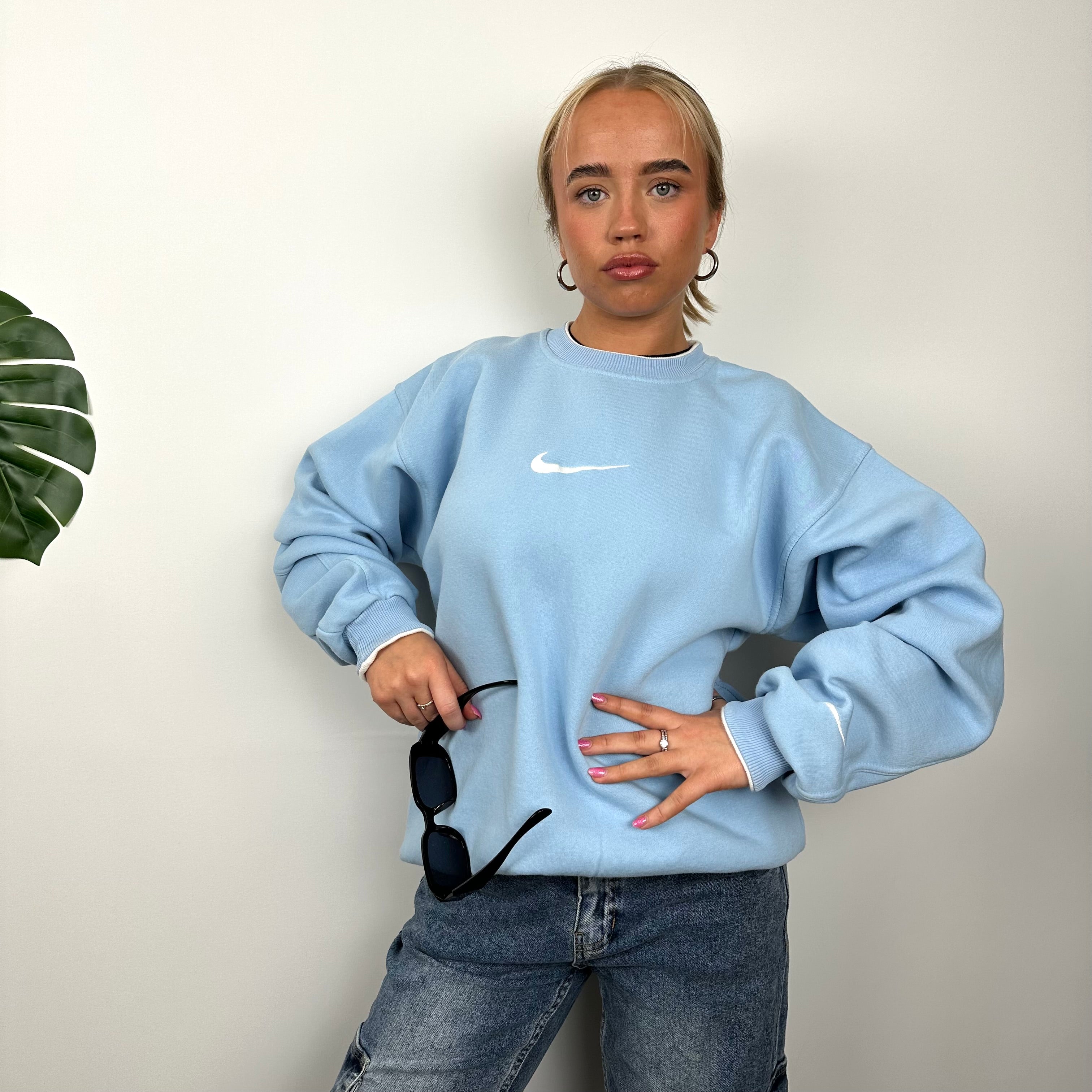 Nike Baby Blue Embroidered Swoosh Sweatshirt (L)