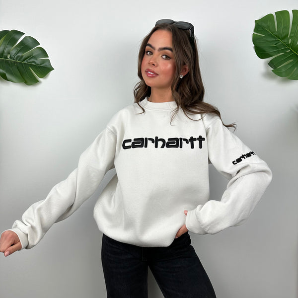 Carhartt White Embroidered Spell Out Sweatshirt (M)