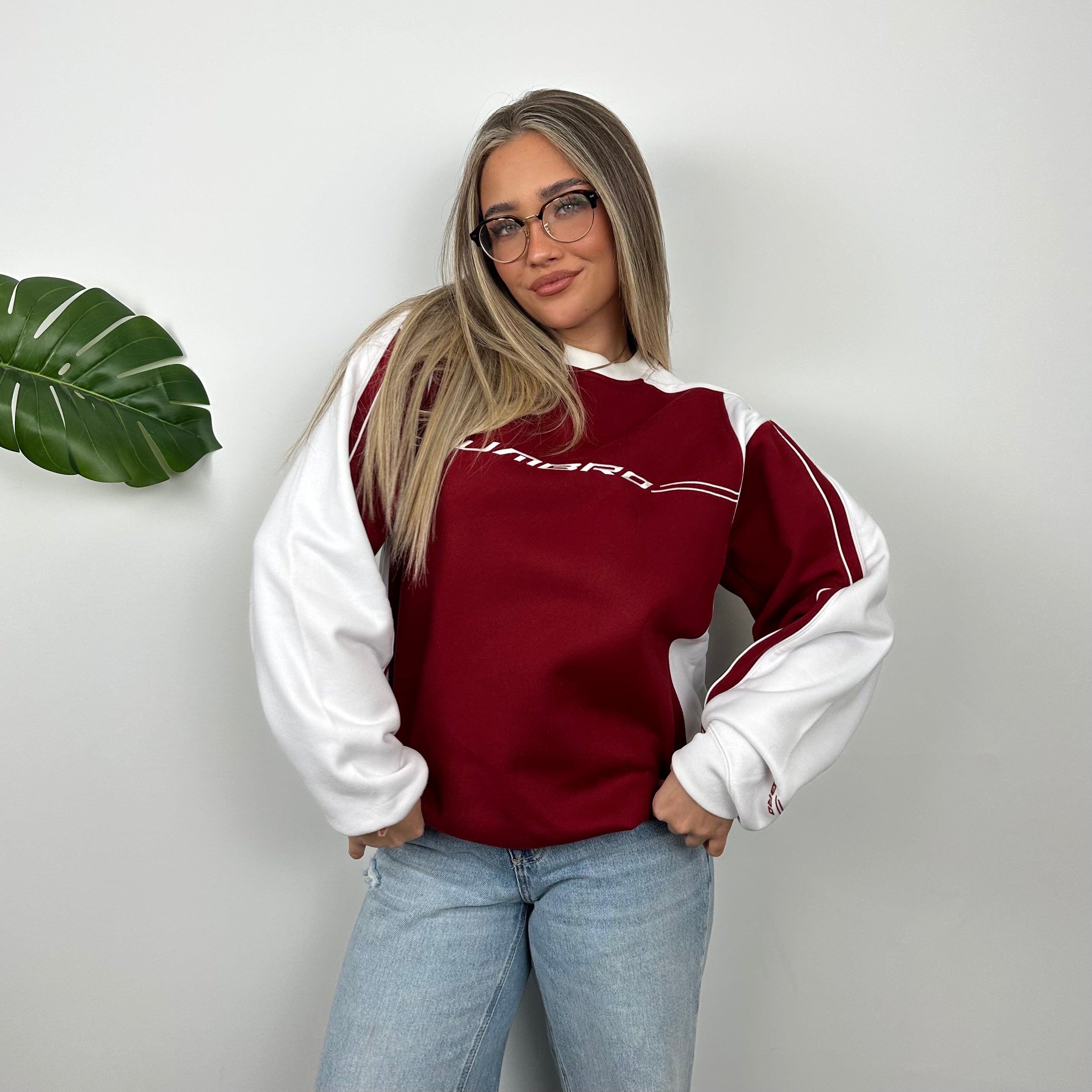 Umbro Red Embroidered Spell Out Sweatshirt (M)