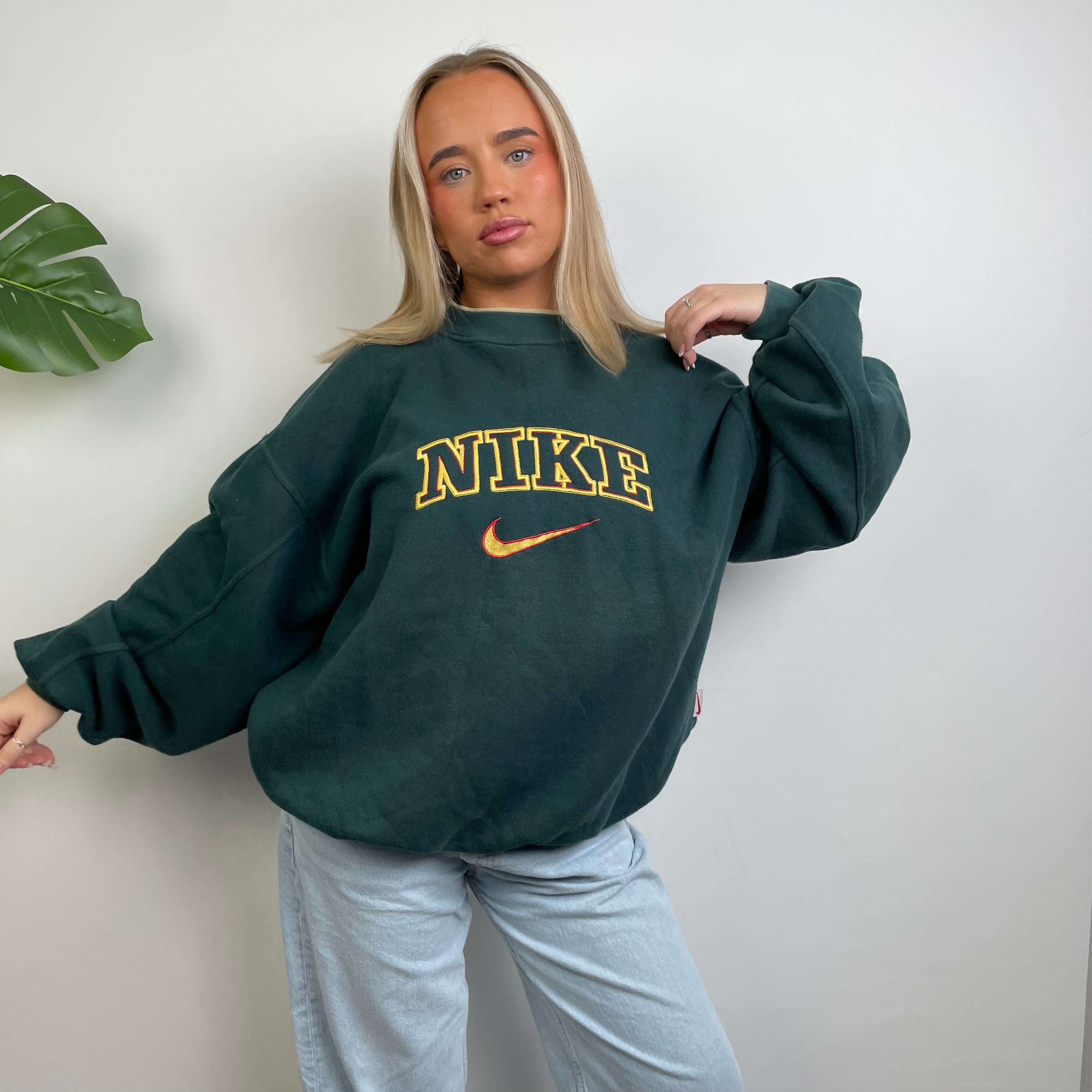 Nike Green Embroidered Spell Out Sweatshirt (L)