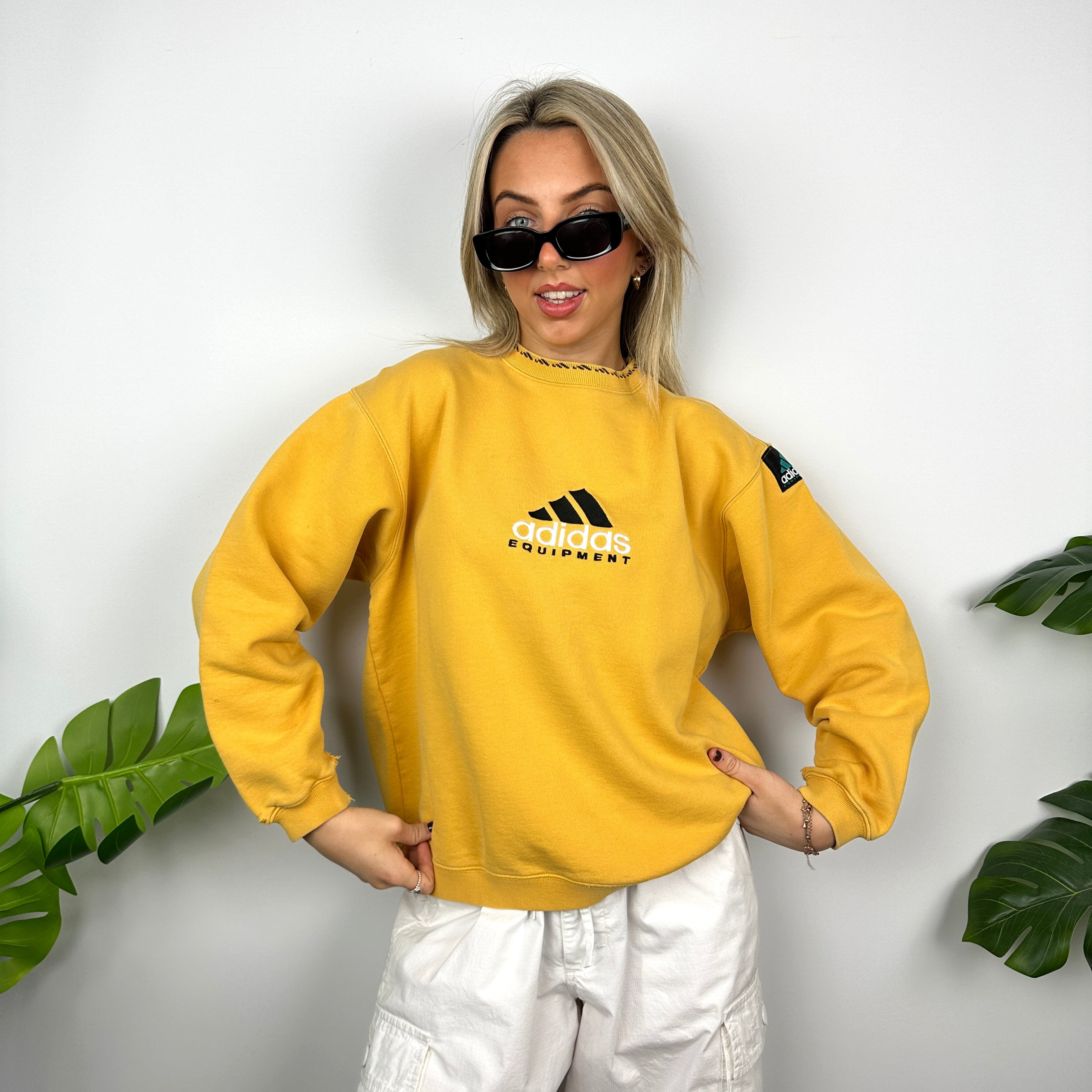 Adidas Equipment EQT RARE Yellow Embroidered Spell Out Sweatshirt (S)