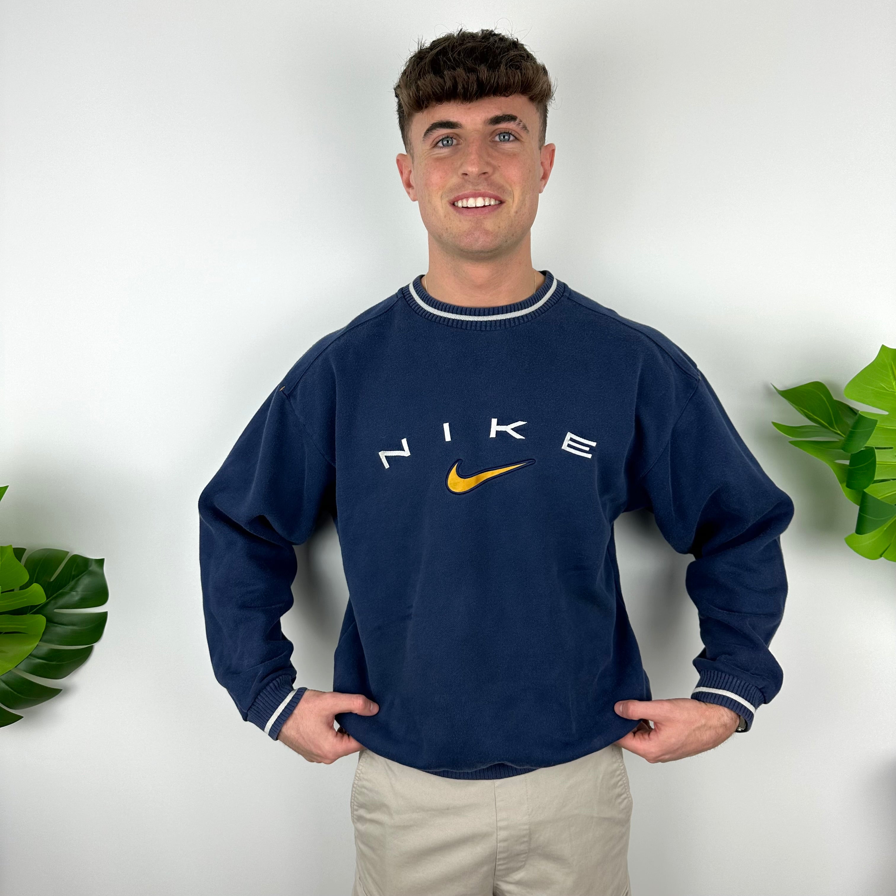 Nike Navy Embroidered Spell Out Sweatshirt (M)