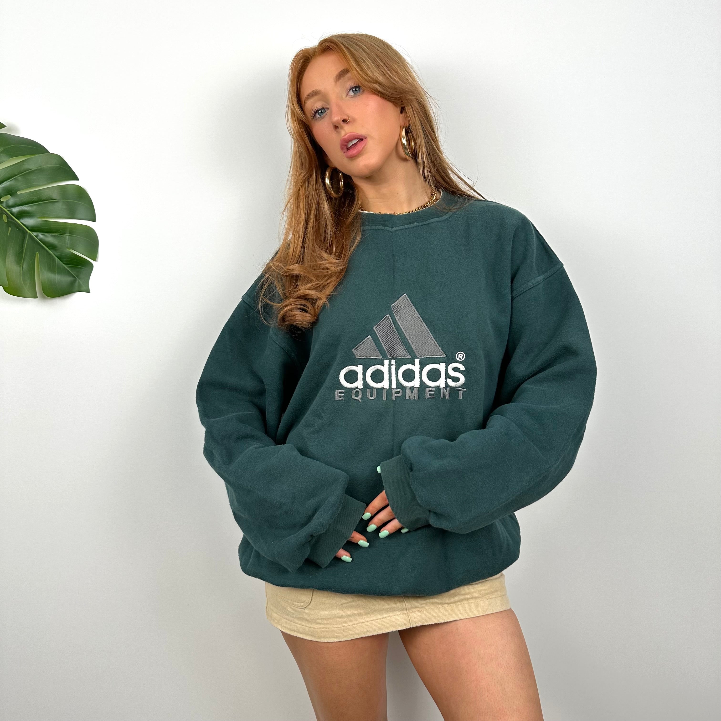 Adidas Equipment RARE Green Embroidered Spell Out Sweatshirt (L)