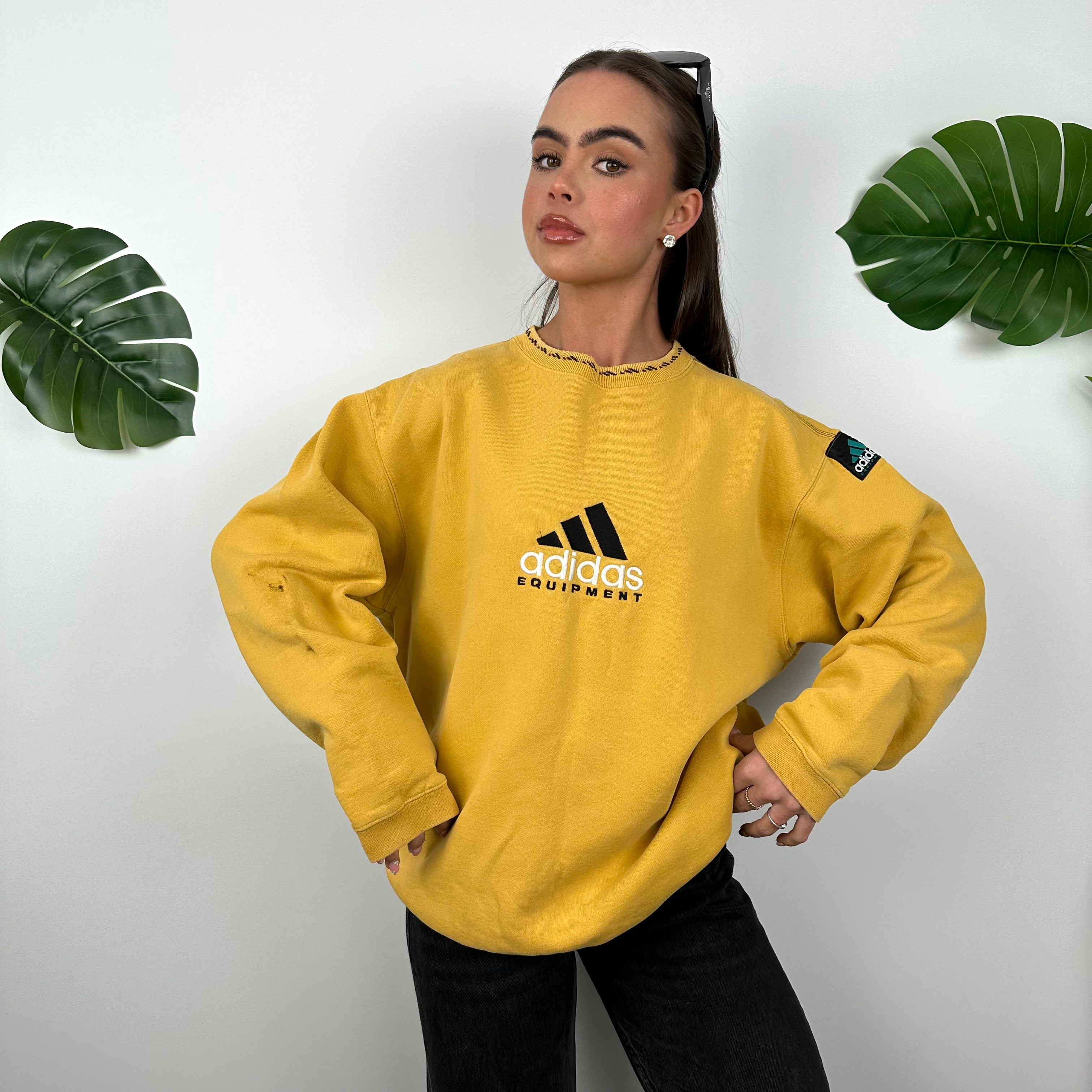 Adidas Equipment Yellow Embroidered Spell Out Sweatshirt (M)