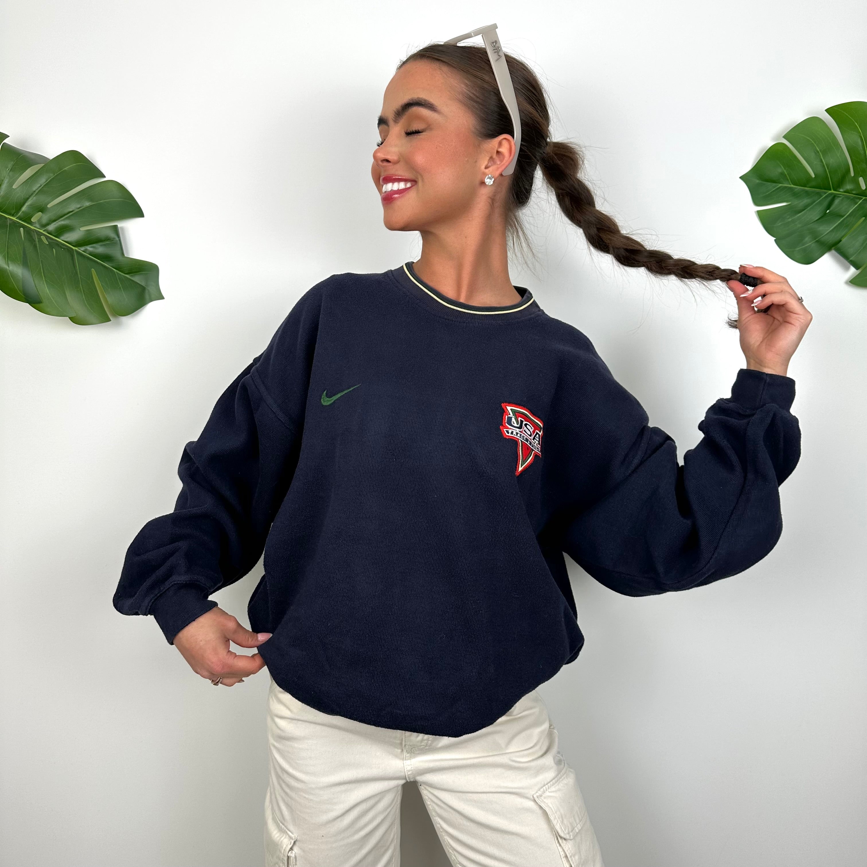 Nike x USA Track and Field Navy Embroidered Spell Out Sweatshirt (M)