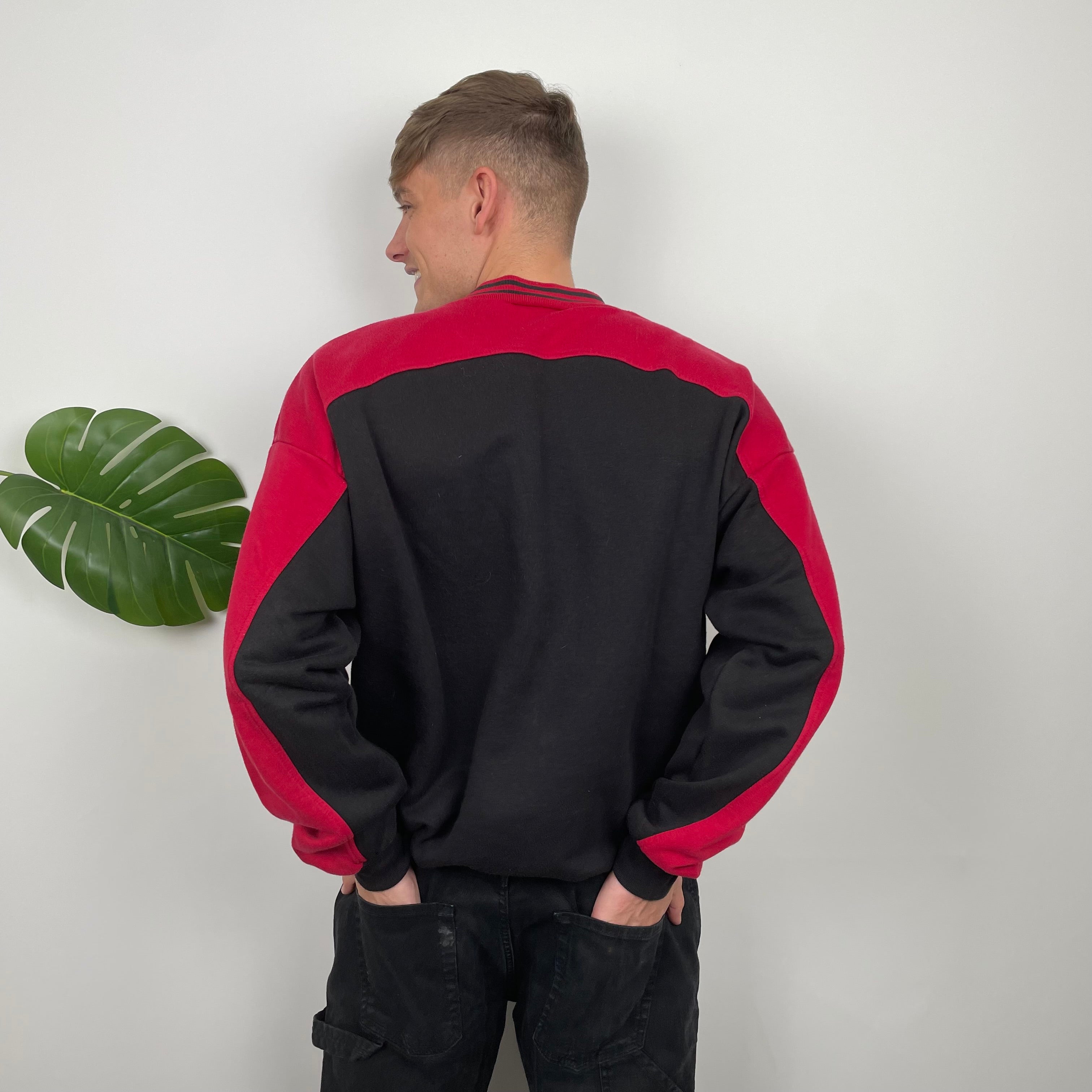 Adidas Red & Black Embroidered Spell Out Sweatshirt (L)