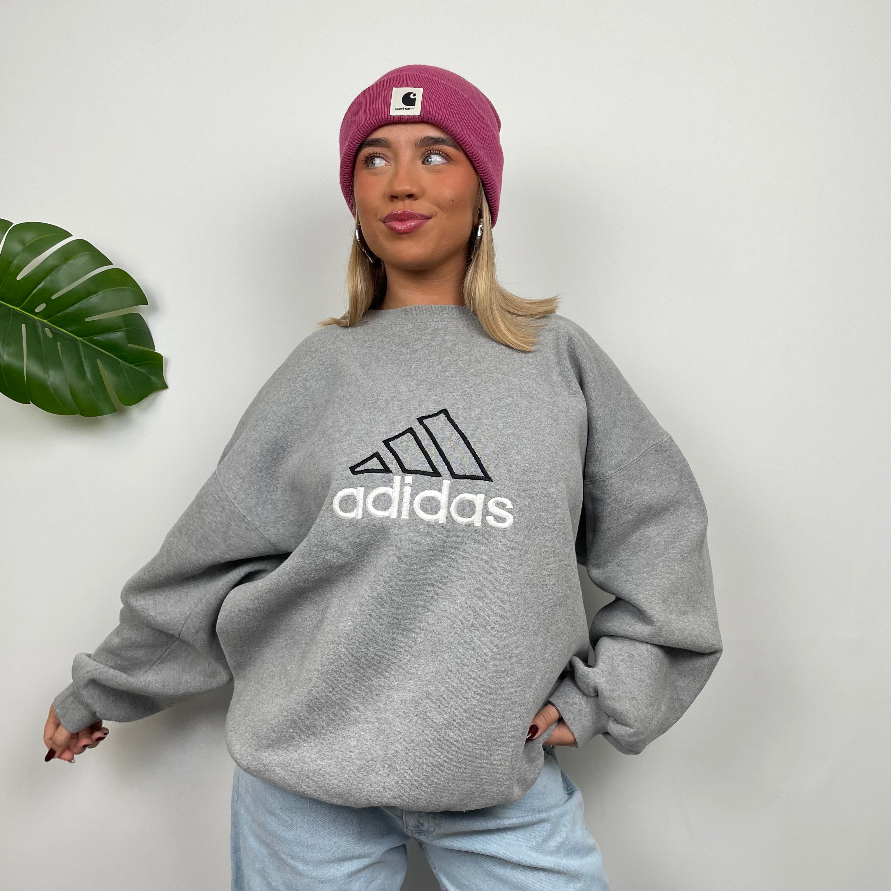 Adidas RARE Grey Embroidered Spell Out Sweatshirt (L)