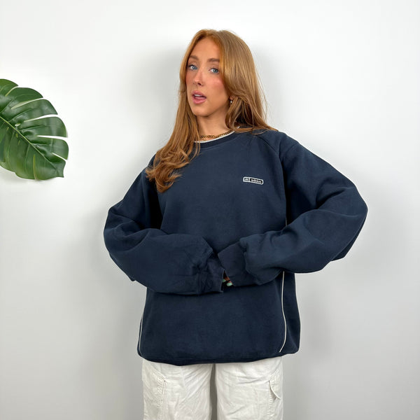 Adidas Navy Embroidered Spell Out Sweatshirt (L)