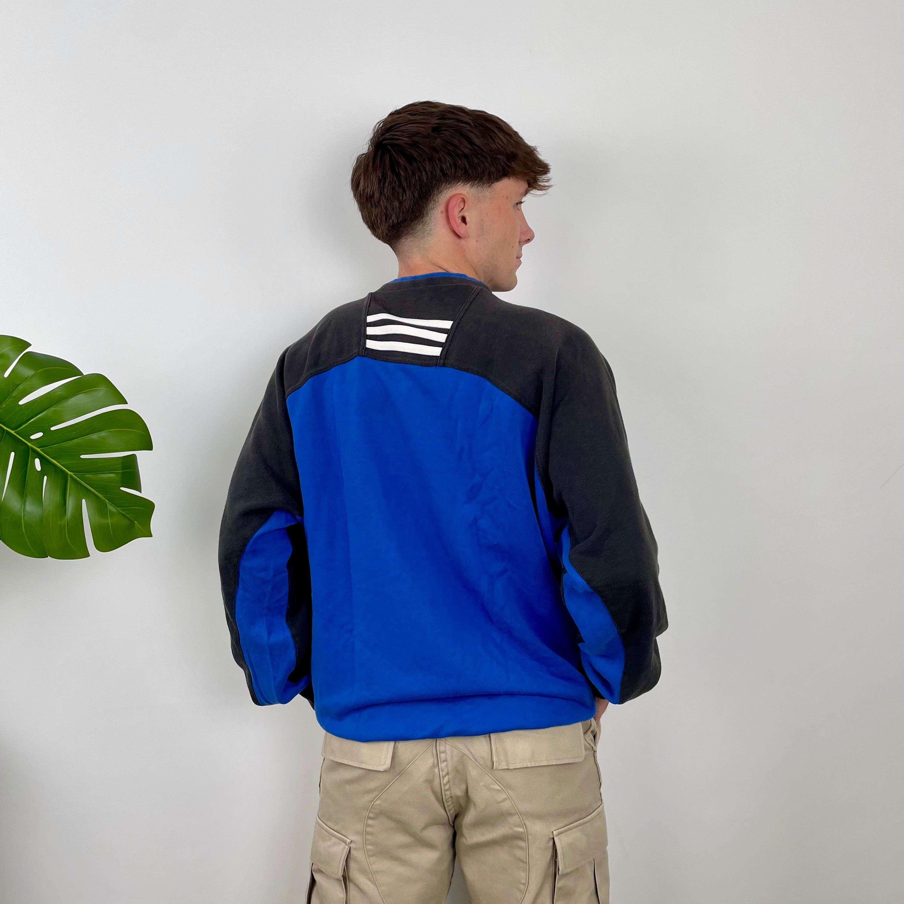 Adidas Black Embroidered Spell Out Colour Block Sweatshirt (L)