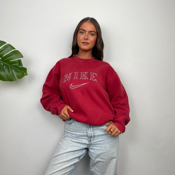 Nike Red Embroidered Spell Out Sweatshirt (L)