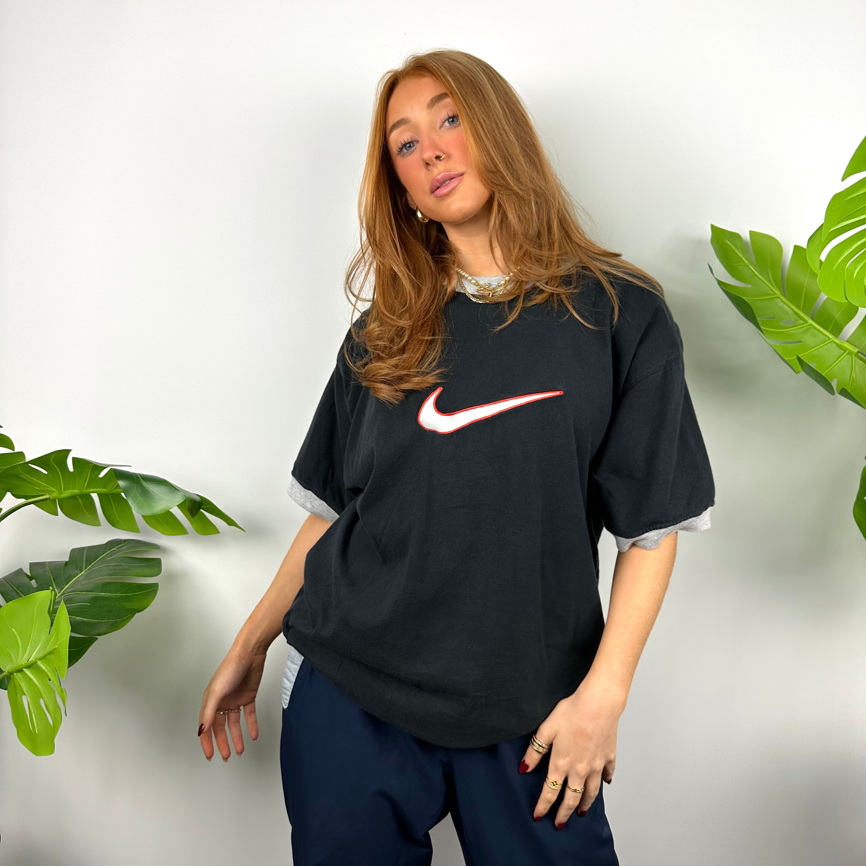 Nike Black Embroidered Spell Out T Shirt (L)