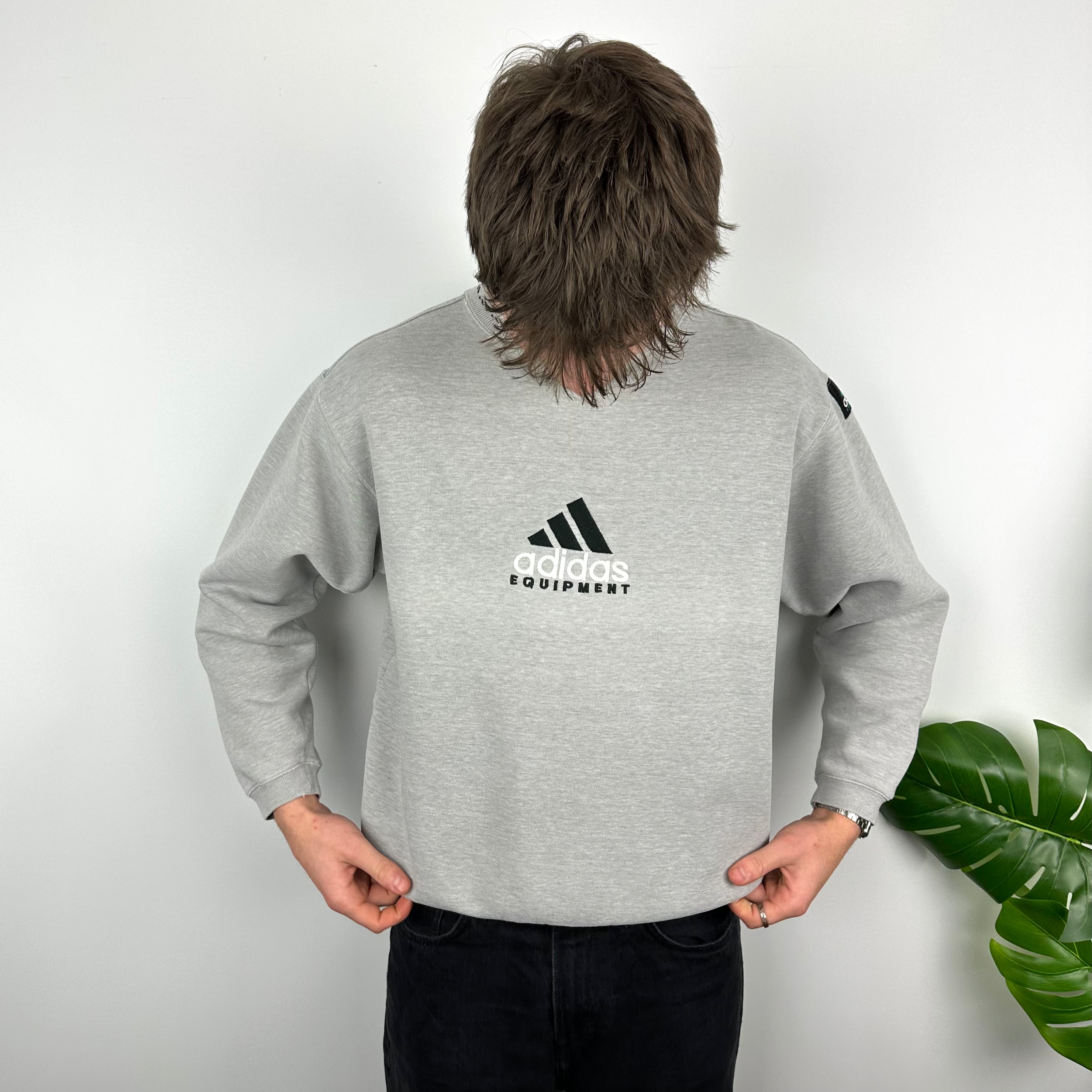 Adidas Equipment RARE Grey Embroidered Spell Out Sweatshirt (M)