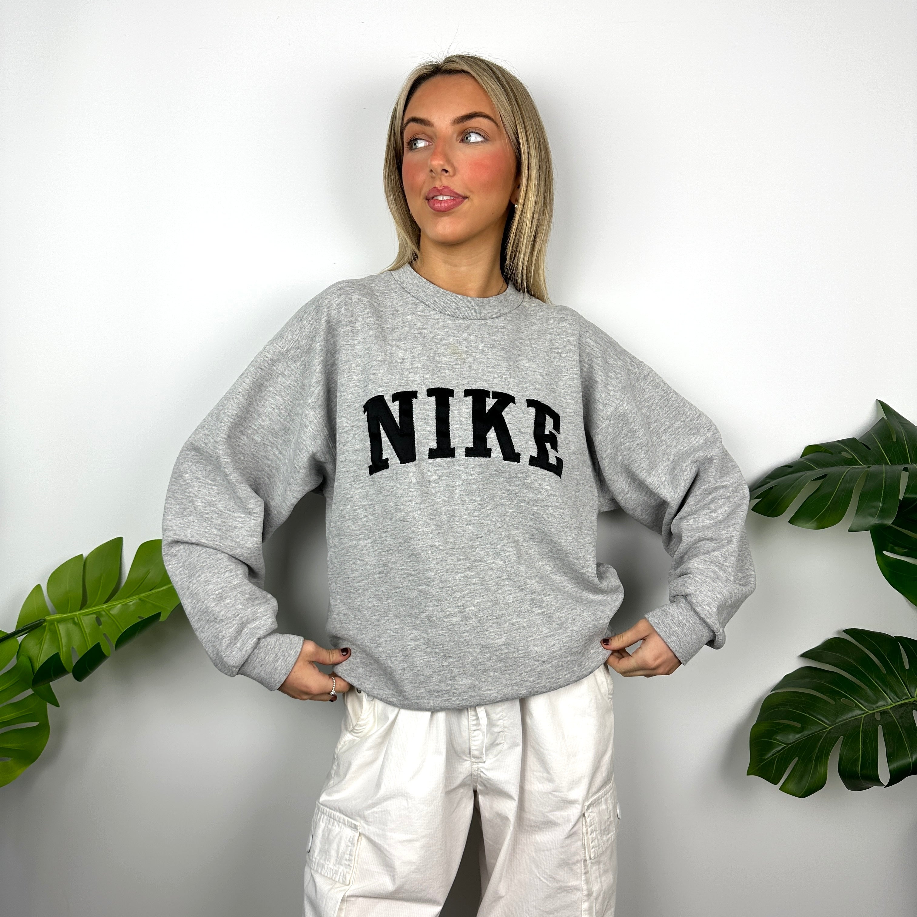 Nike Grey Embroidered Spell Out Sweatshirt (M)