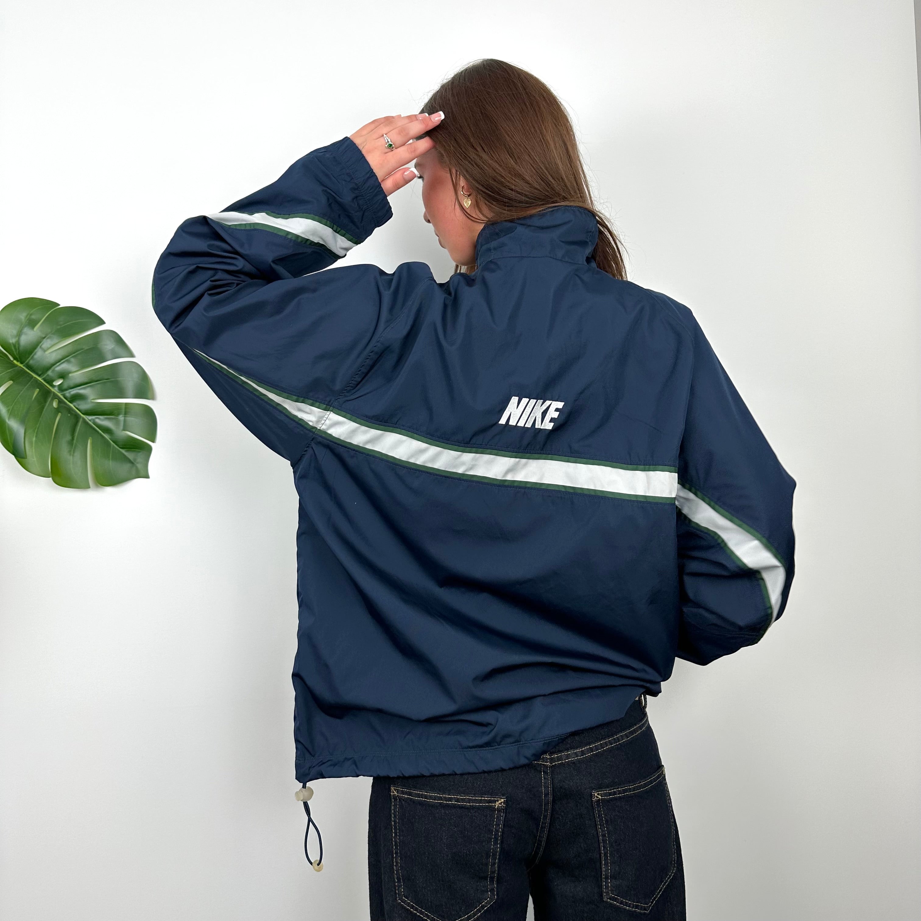 Nike Navy Embroidered Swoosh Windbreaker Jacket (M)