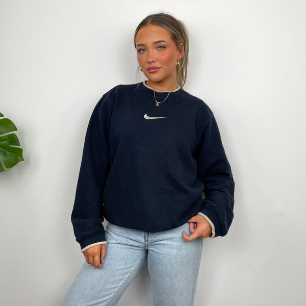 Nike Navy Embroidered Swoosh Sweatshirt (S)