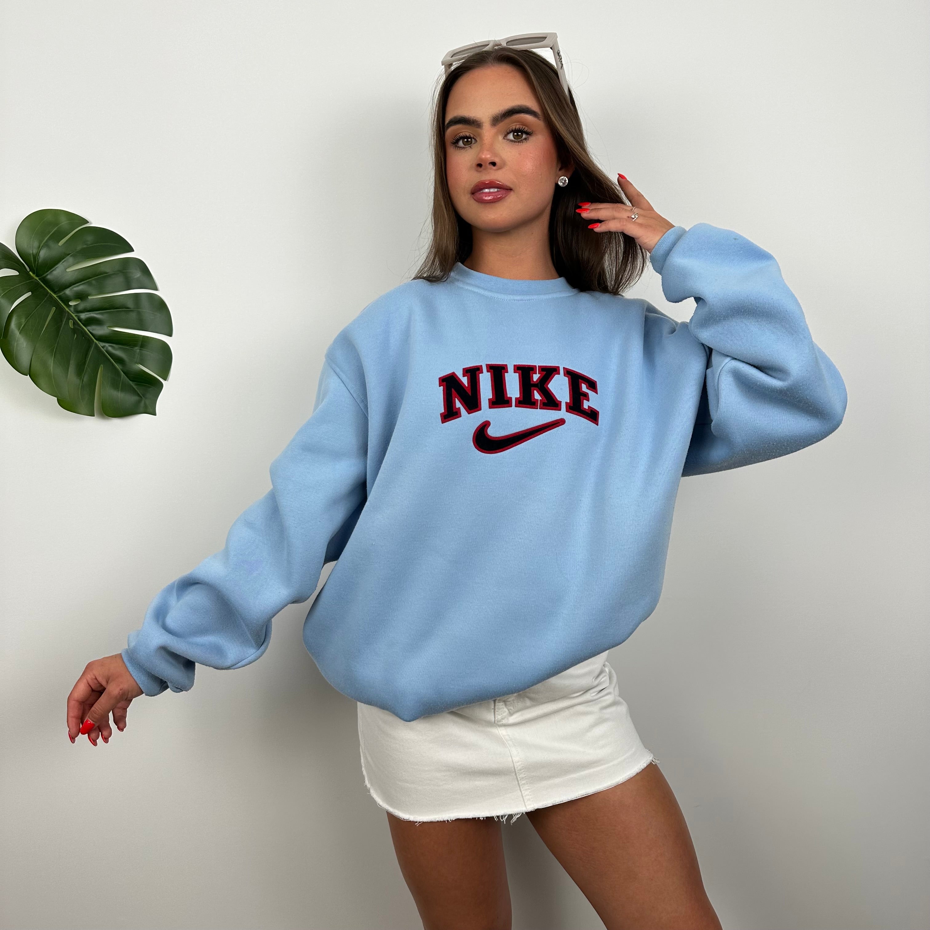 Nike spell out sweatshirt blue sale