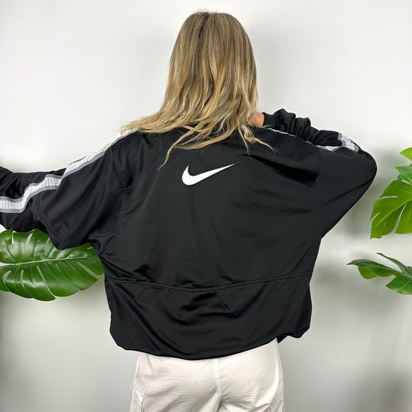 Nike Black Embroidered Swoosh Zip Up Track Jacket (XL)