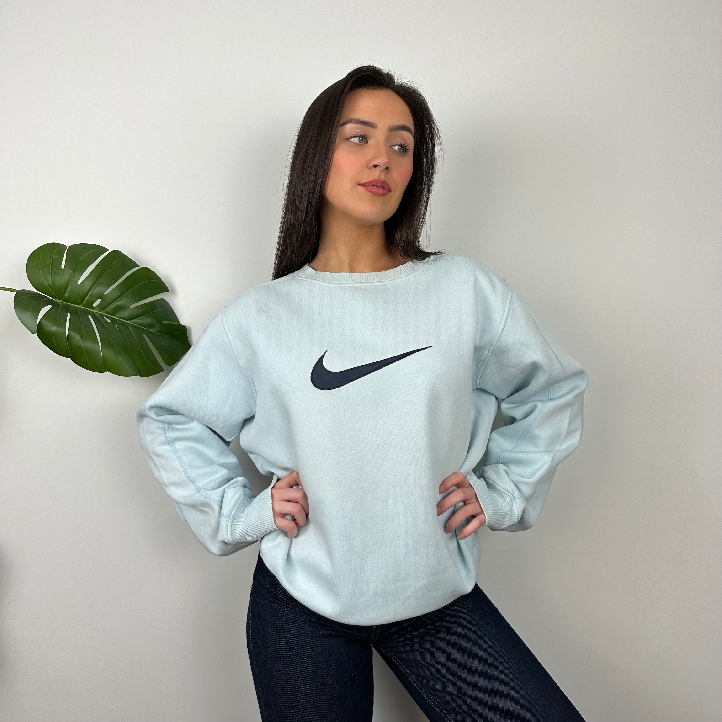 Nike Baby Blue Embroidered Swoosh Sweatshirt (L)