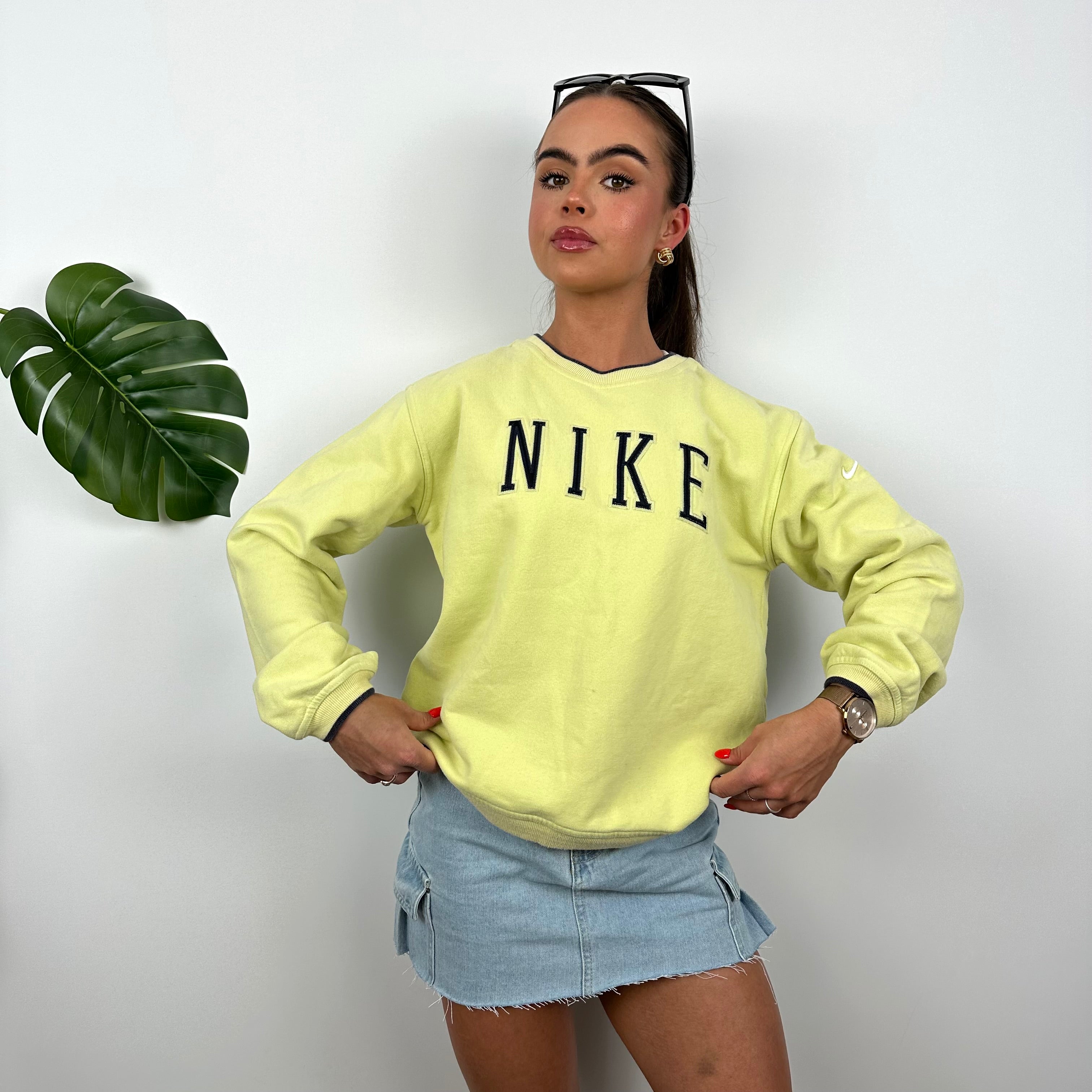 Nike Lime Embroidered Spell Out Sweatshirt (S)