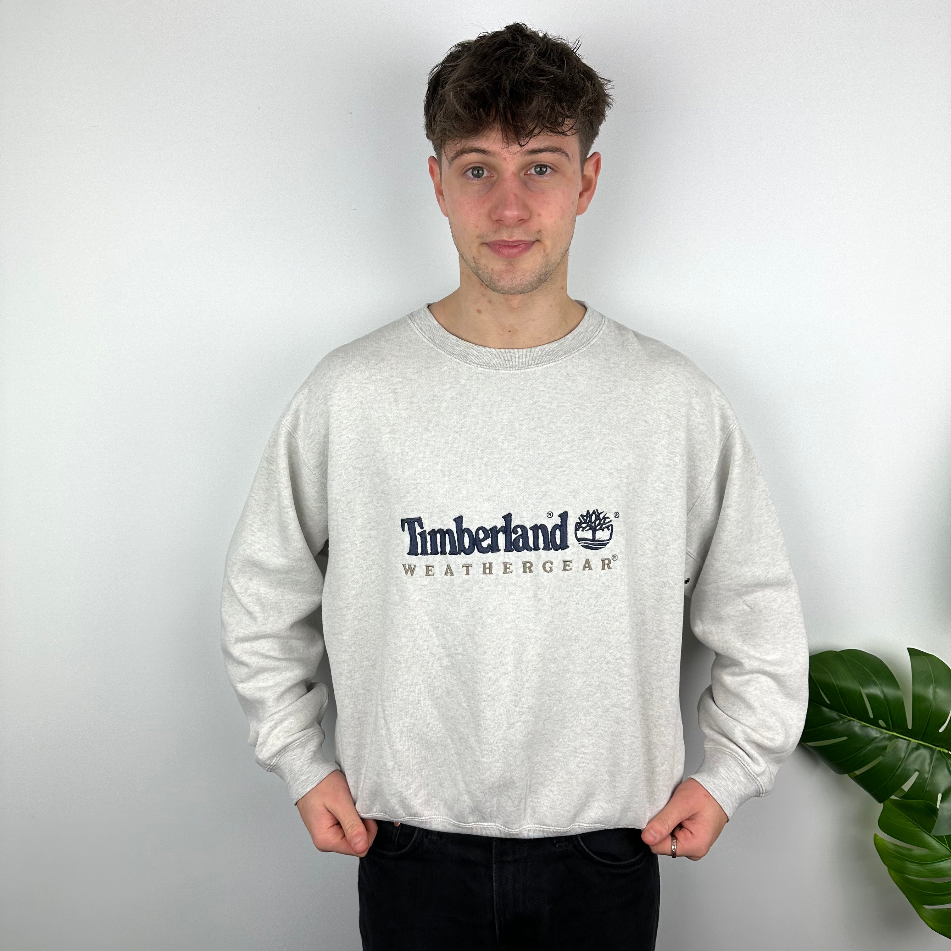 Timberland Grey Embroidered Spell Out Sweatshirt (L)