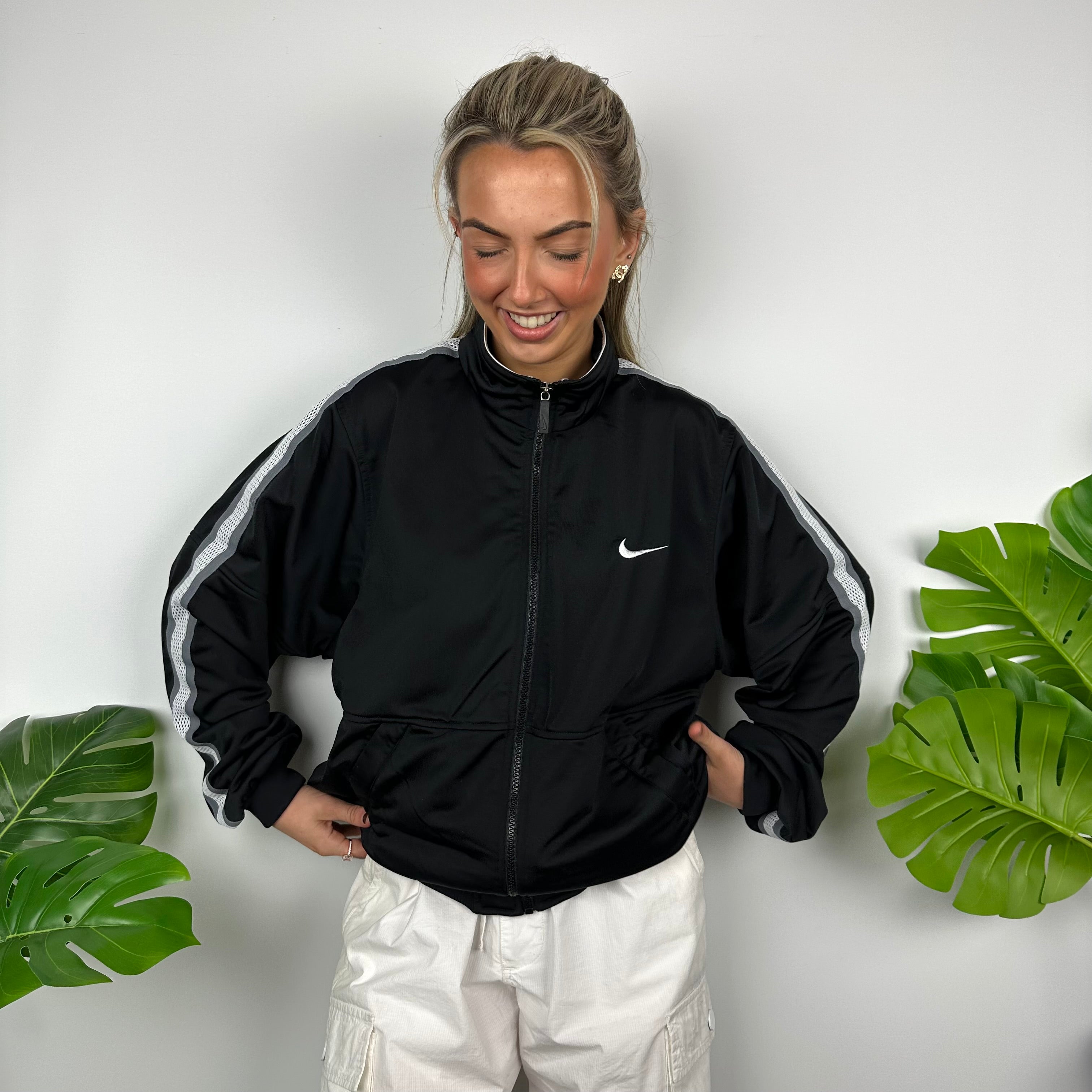 Nike Black Embroidered Swoosh Zip Up Track Jacket (M)