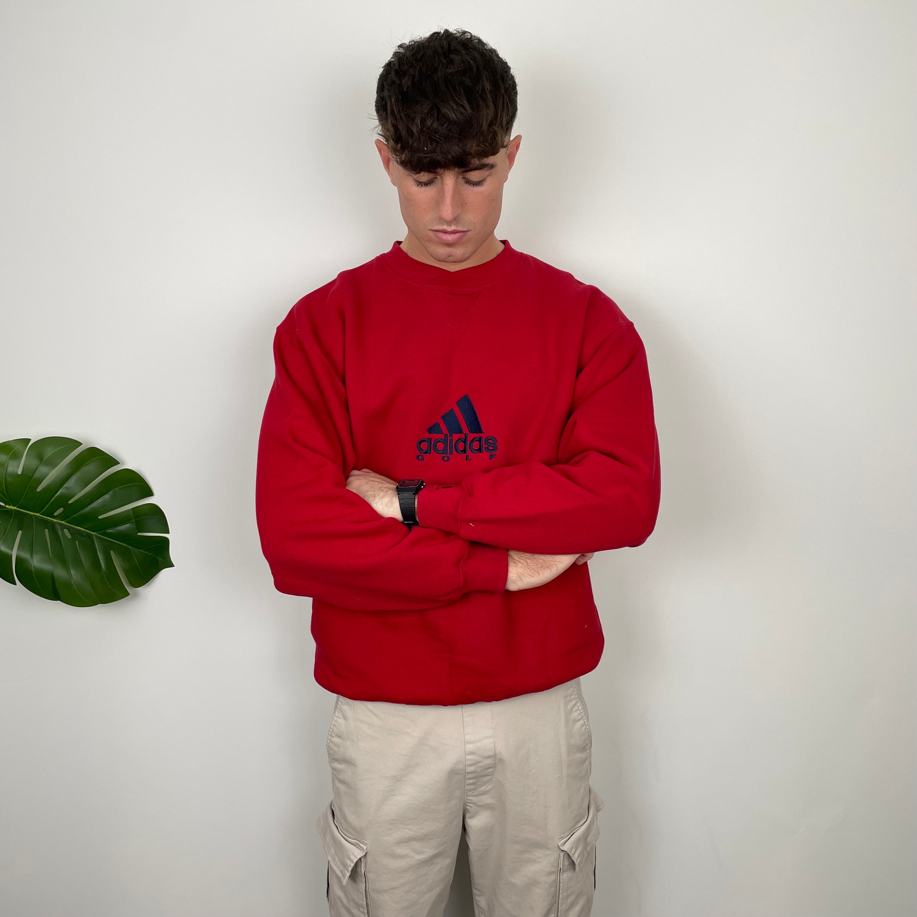 Adidas Golf RARE Red Embroidered Spell Out Sweatshirt (L)